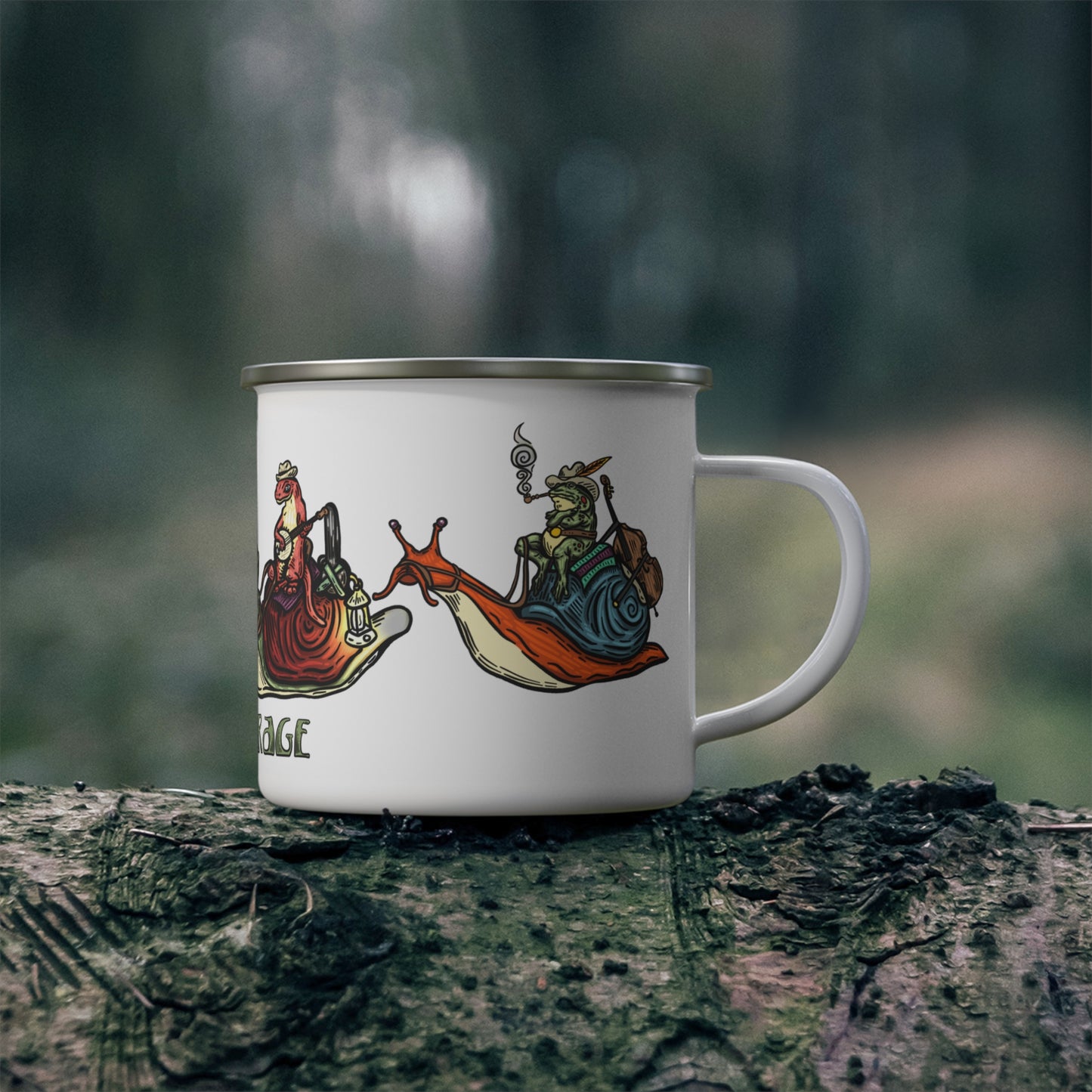 F&F Snail Riders ~ Enamel Camp Mug
