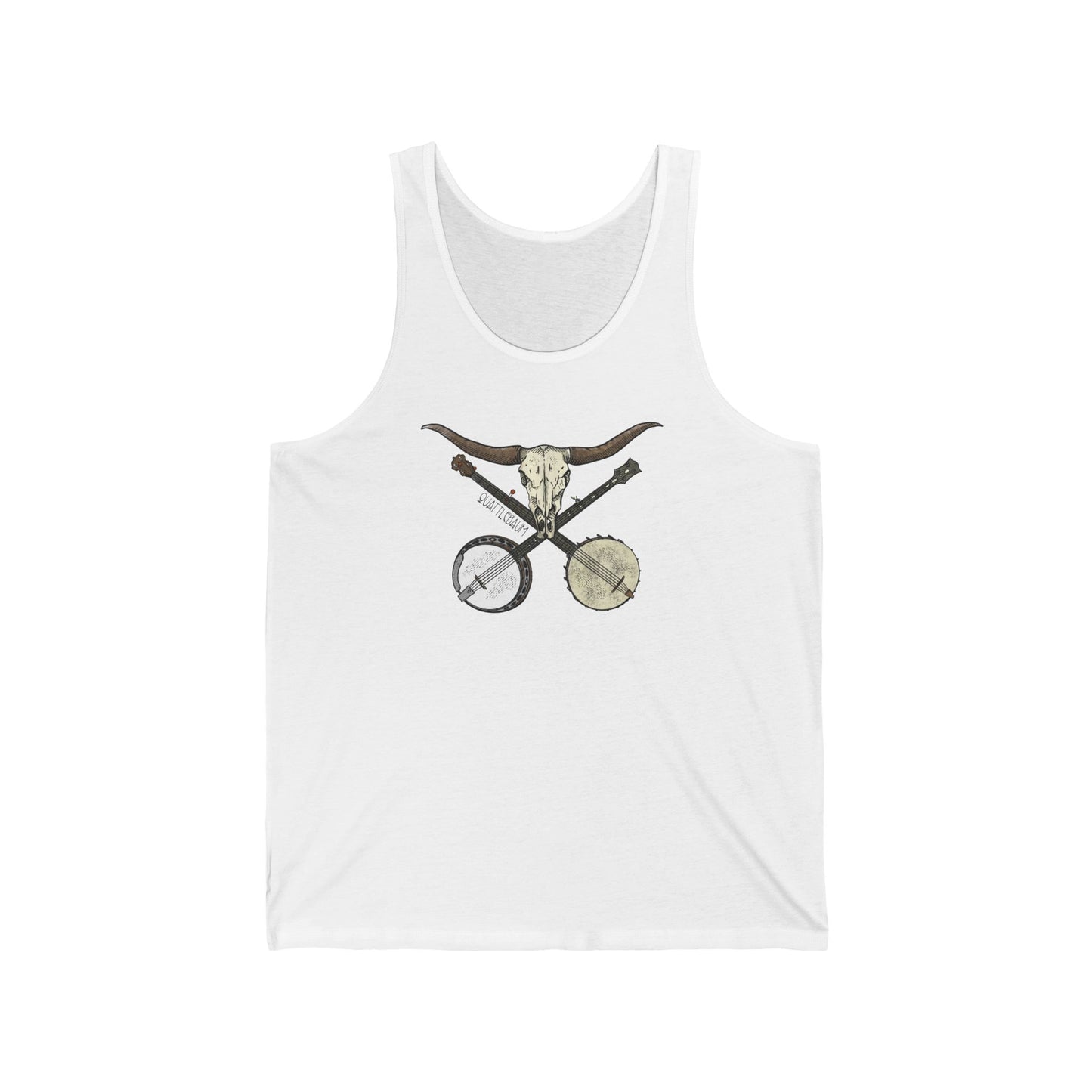 Double Banjo Bull Skull ~ Quattlebaum Racerback Tank ~