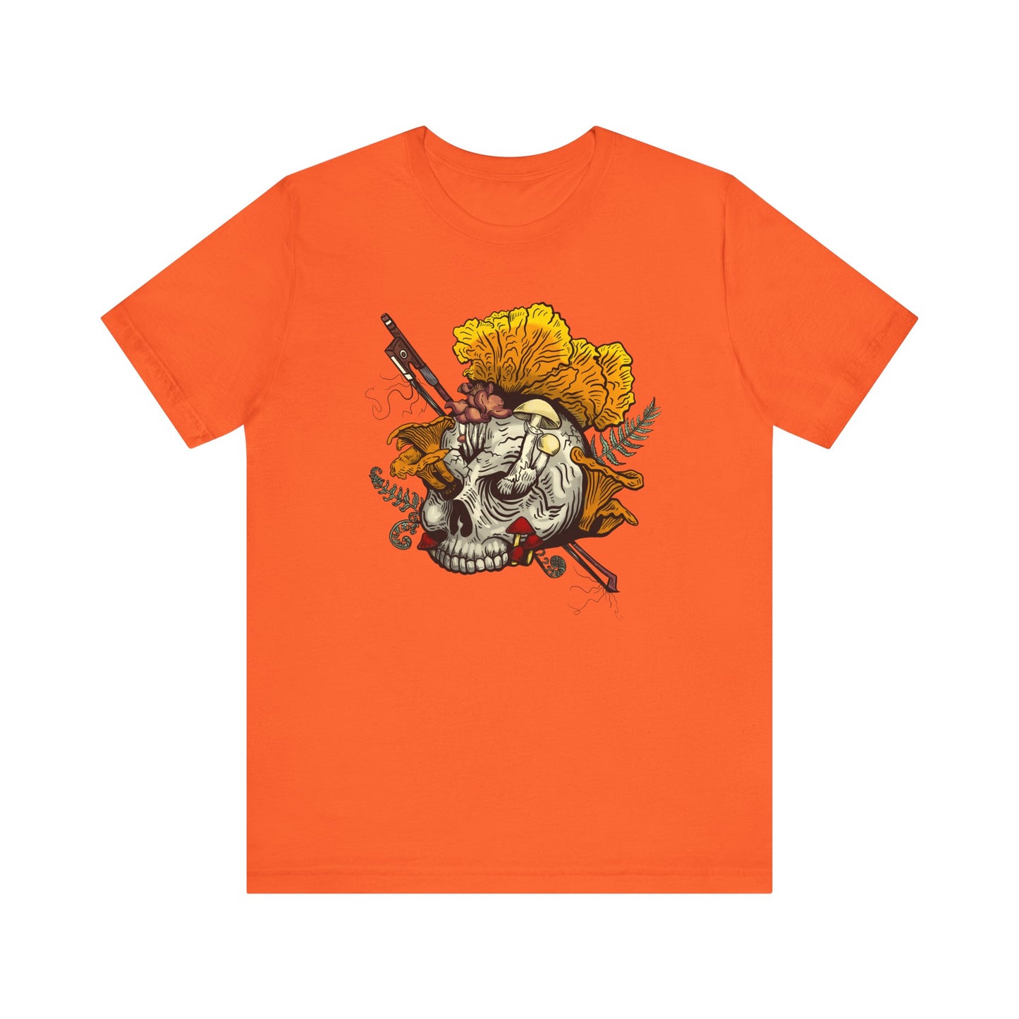 Halloween Mushroom Skull Tee! Skull fruiting with Chanterelles, Witches Hat, and more mushrooms!