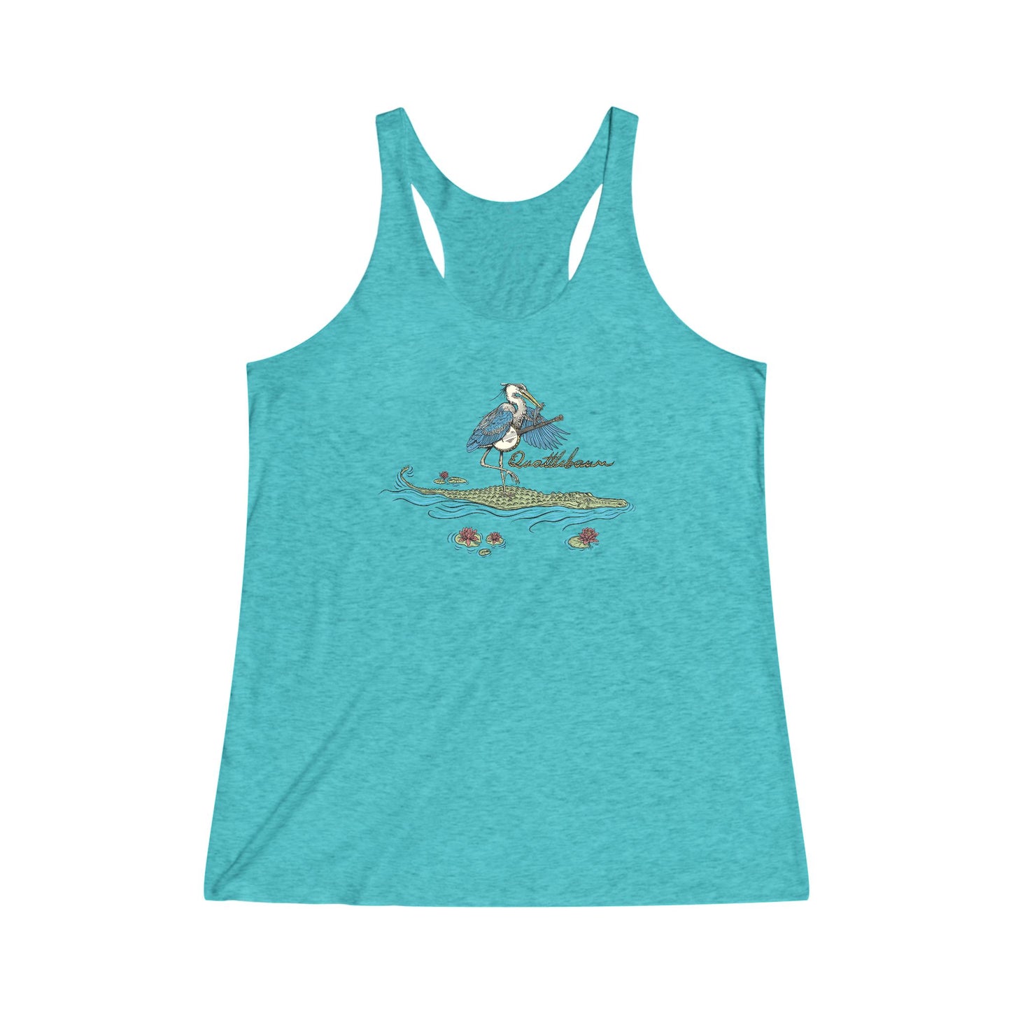 Blue Heron Playing Banjo on an Alligator ~ Quattlebaum Racerback Tank ~