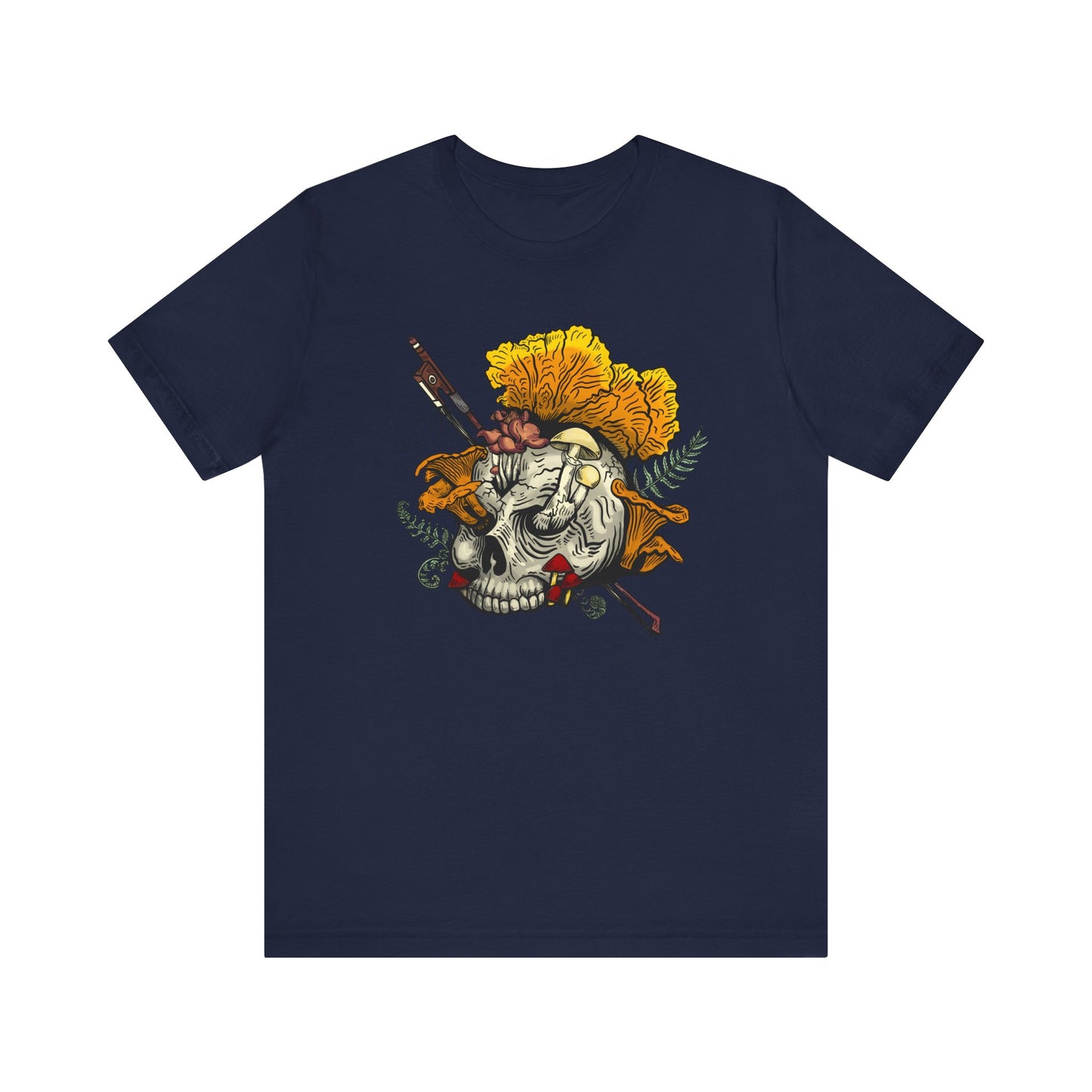 Halloween Mushroom Skull Tee! Skull fruiting with Chanterelles, Witches Hat, and more mushrooms!