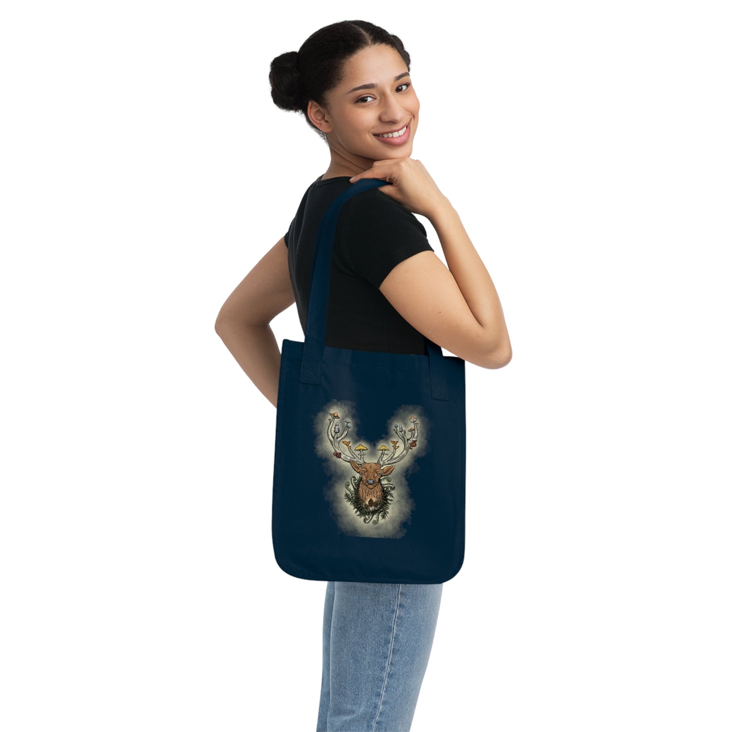Mushroom Buck Tote Bag (Deer Antlers Growing Mushrooms!)