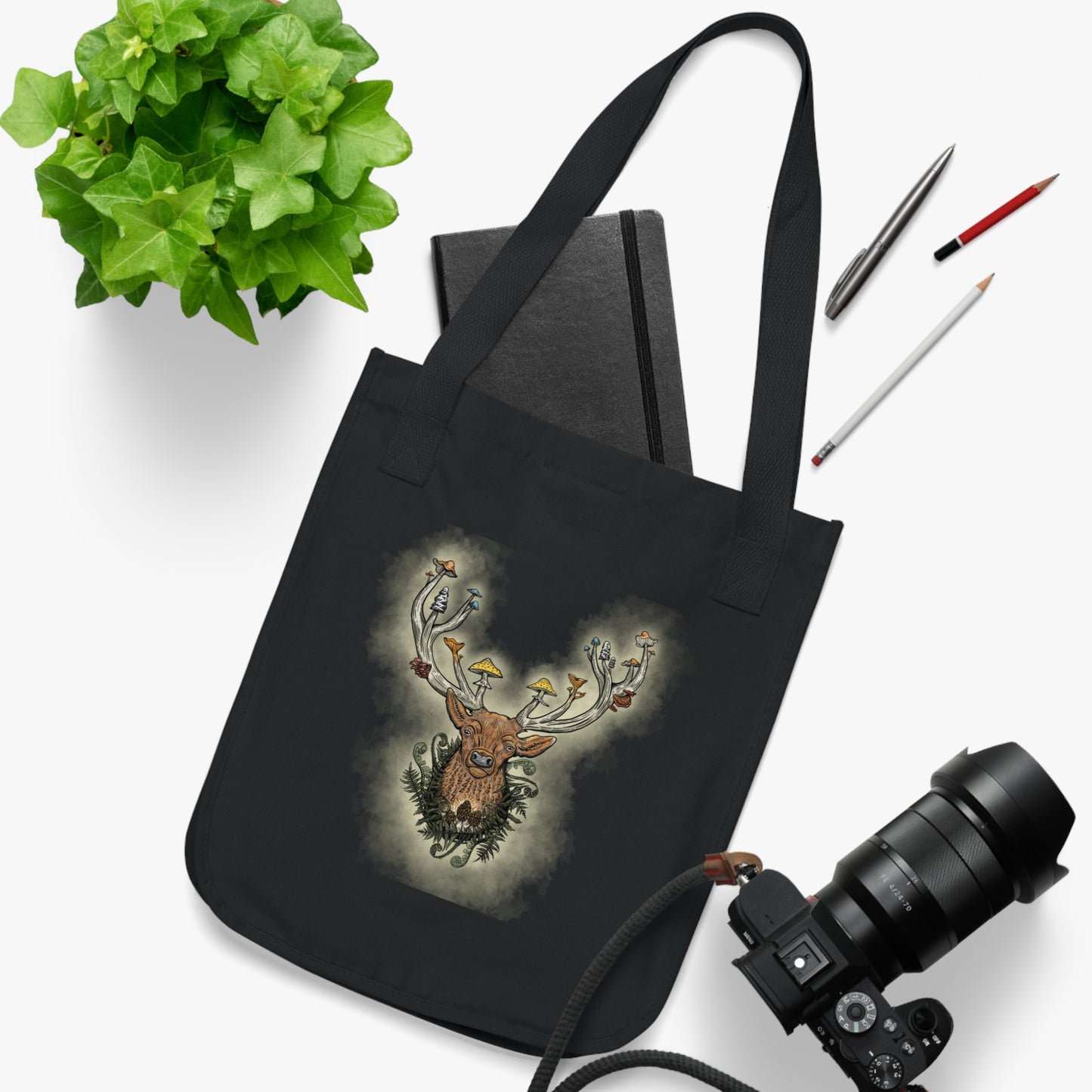 Mushroom Buck Tote Bag (Deer Antlers Growing Mushrooms!)