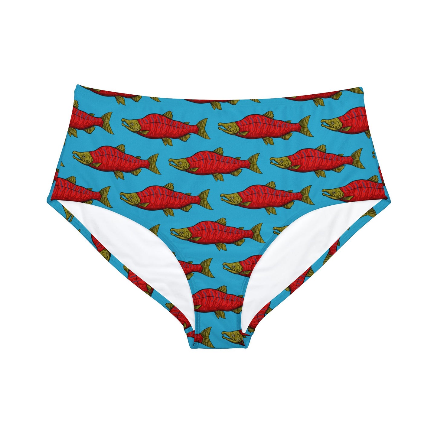Psychedelic Sockeye Salmon High-Waist Hipster Bikini Bottom