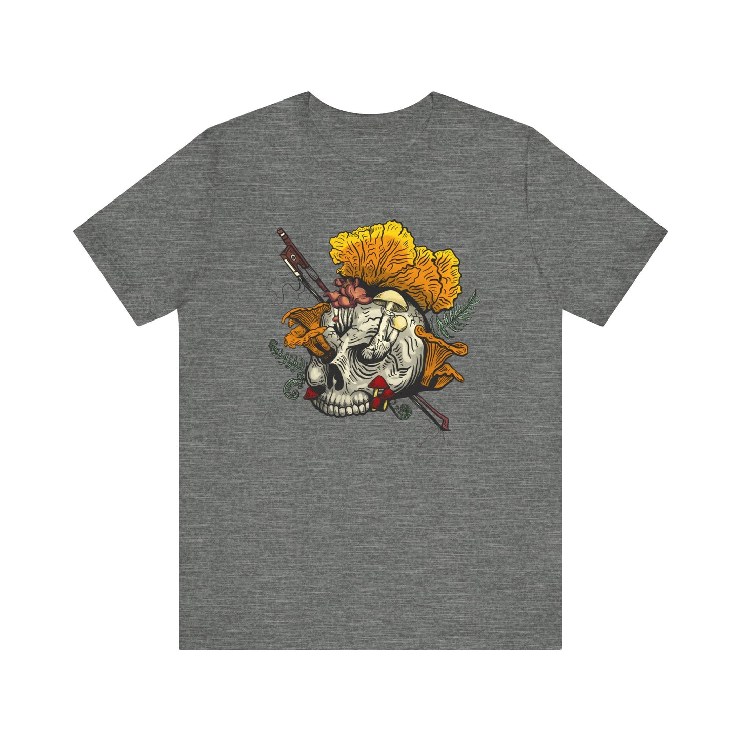 Halloween Mushroom Skull Tee! Skull fruiting with Chanterelles, Witches Hat, and more mushrooms!
