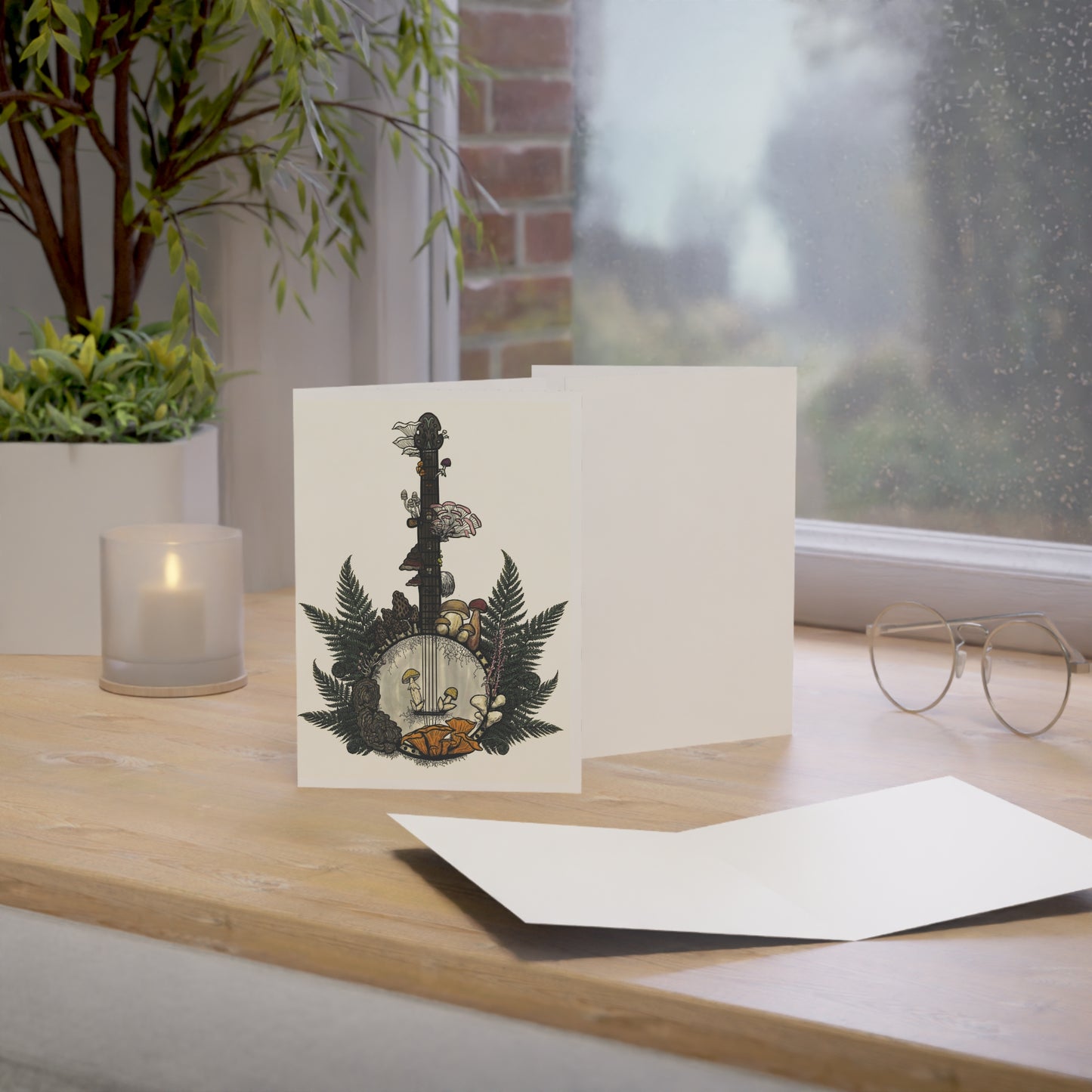 Banjo Covered in Mushrooms ~ Greeting Cards (1, 10, 30, and 50pcs)