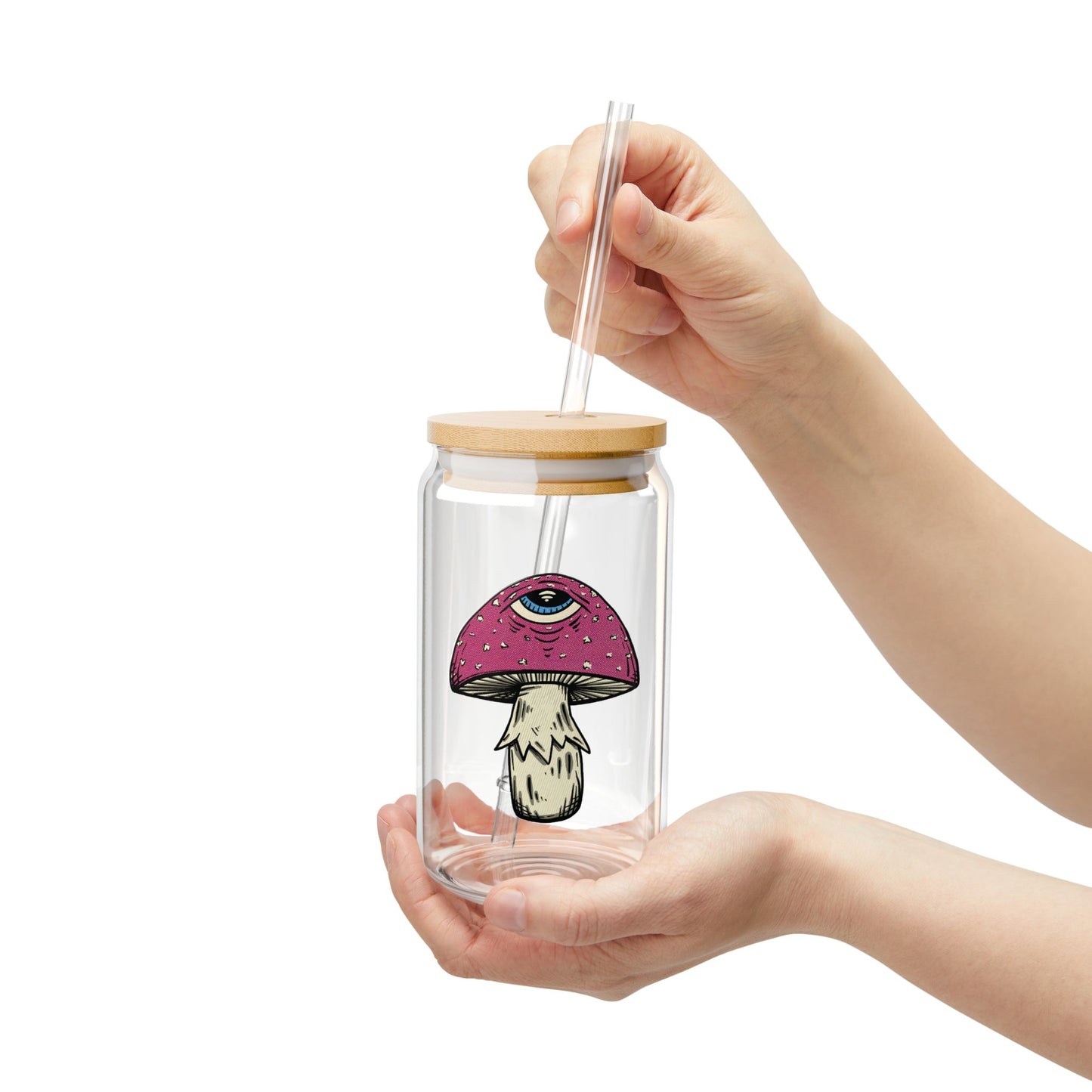 3rd Eye Fly ~ Amanita Muscaria Mushroom with a Third Eye 16 0z. Sipper Glass
