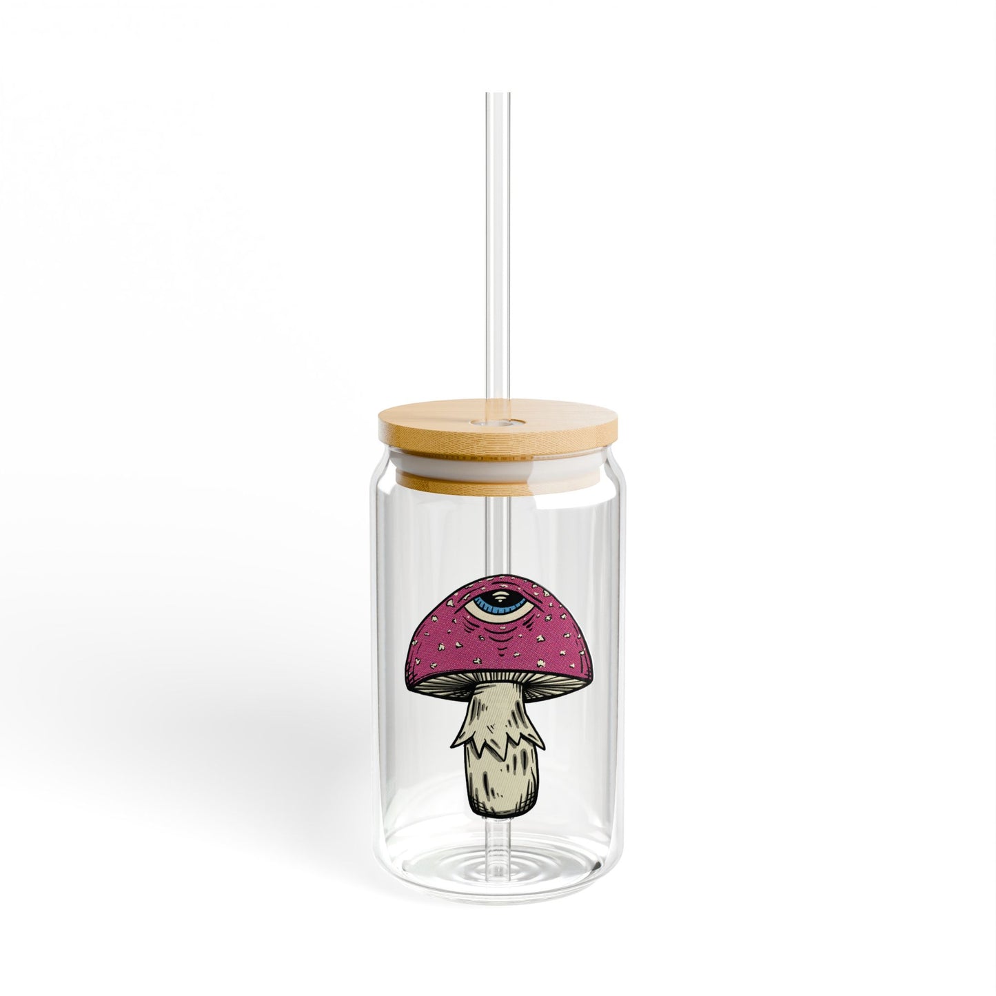 3rd Eye Fly ~ Amanita Muscaria Mushroom with a Third Eye 16 0z. Sipper Glass