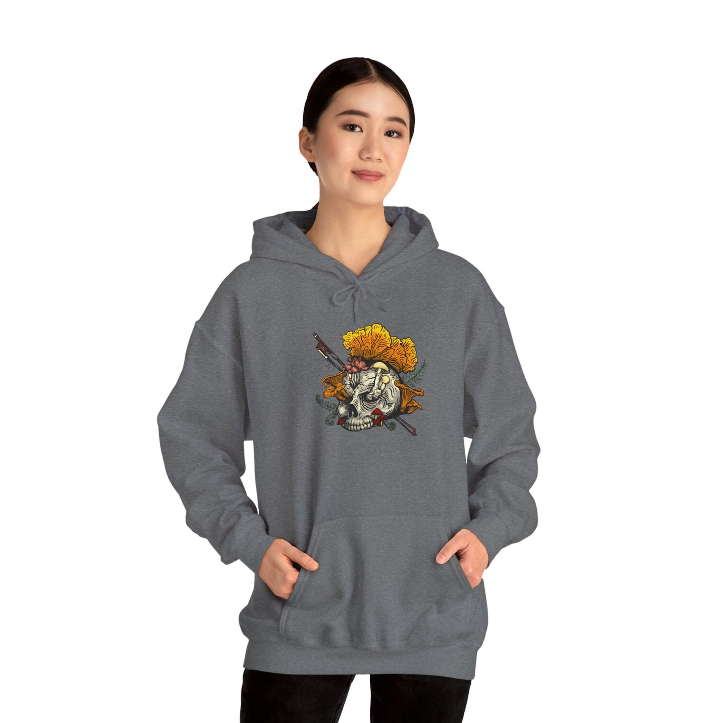 Halloween Mushroom Skull Hoodie! Skull fruiting with Chanterelles, Witches Hat, and more mushrooms!