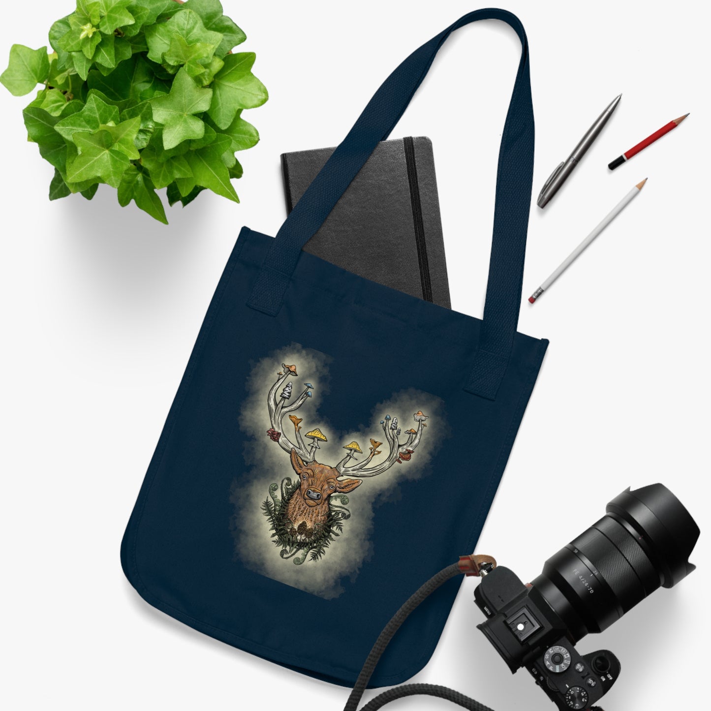 Mushroom Buck Tote Bag (Deer Antlers Growing Mushrooms!)