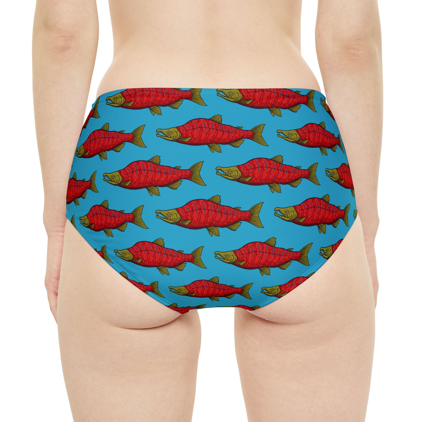 Psychedelic Sockeye Salmon High-Waist Hipster Bikini Bottom