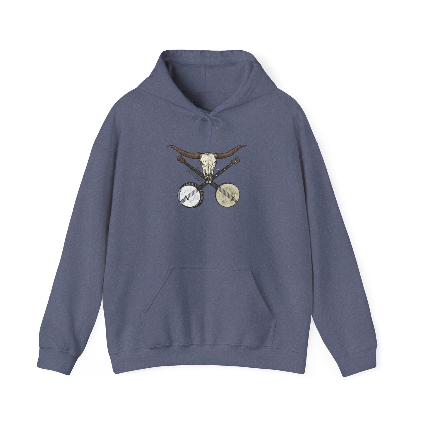 Double Banjo Cow Skull ~ Quattlebaum Hoodie~