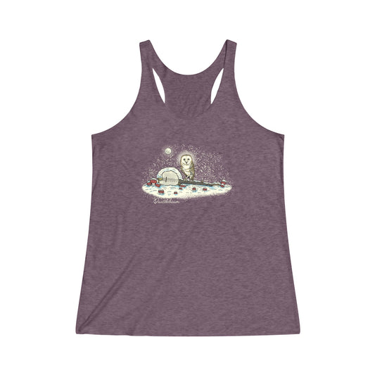 Barn Owl on a Snowy Banjo with Mushrooms ~ Quattlebaum Racerback Tank ~