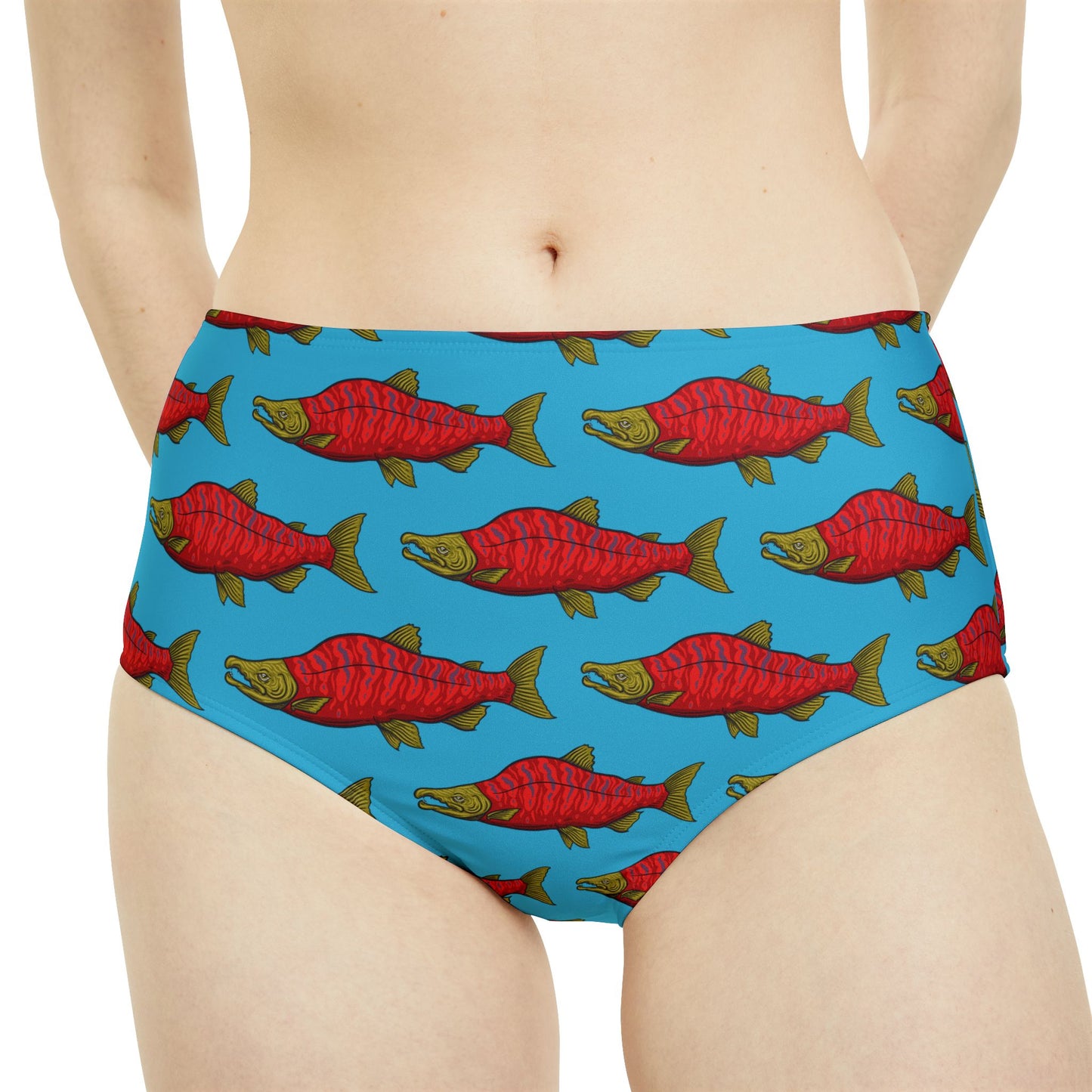 Psychedelic Sockeye Salmon High-Waist Hipster Bikini Bottom