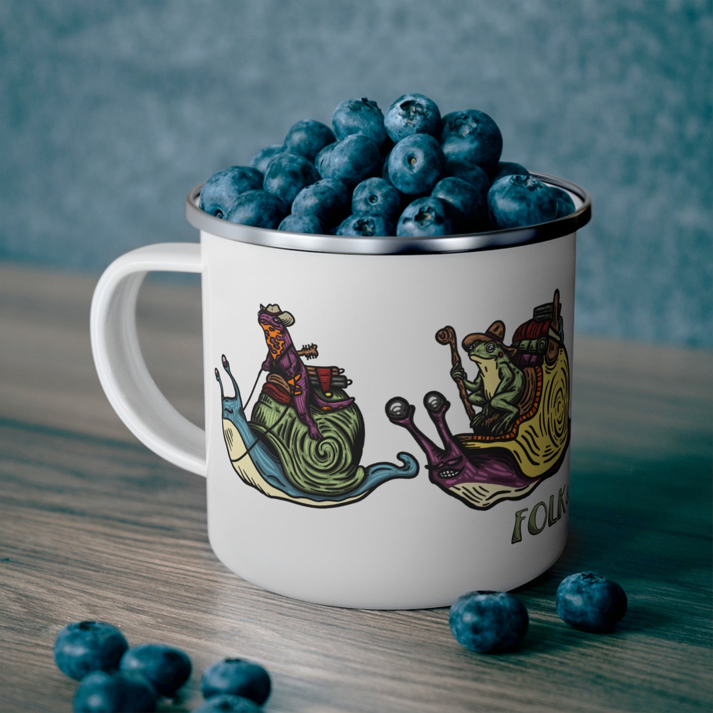 F&F Snail Riders ~ Enamel Camp Mug