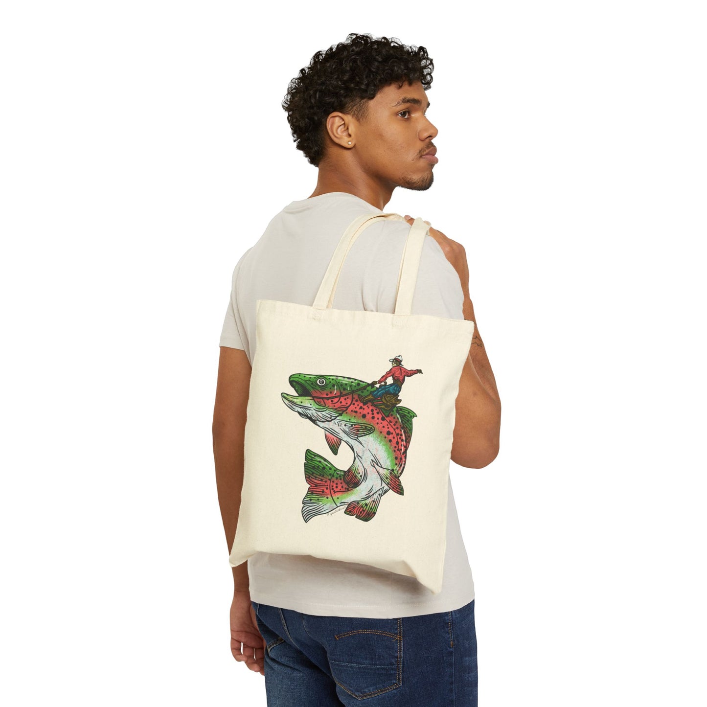 Rodeo Rainbow Trout ~ Cotton Canvas Tote Bag