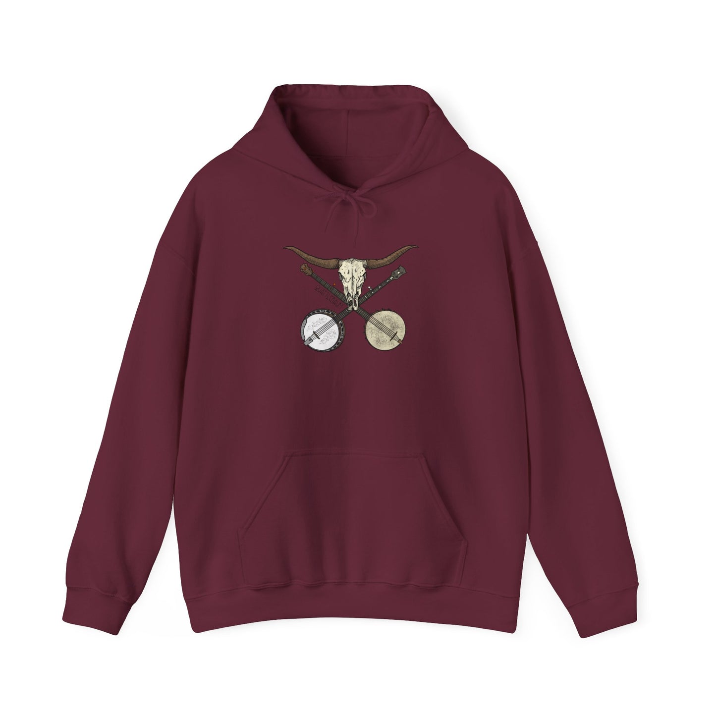 Double Banjo Cow Skull ~ Quattlebaum Hoodie~