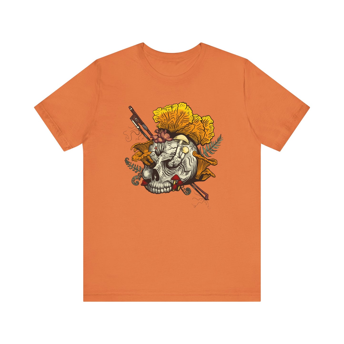 Halloween Mushroom Skull Tee! Skull fruiting with Chanterelles, Witches Hat, and more mushrooms!