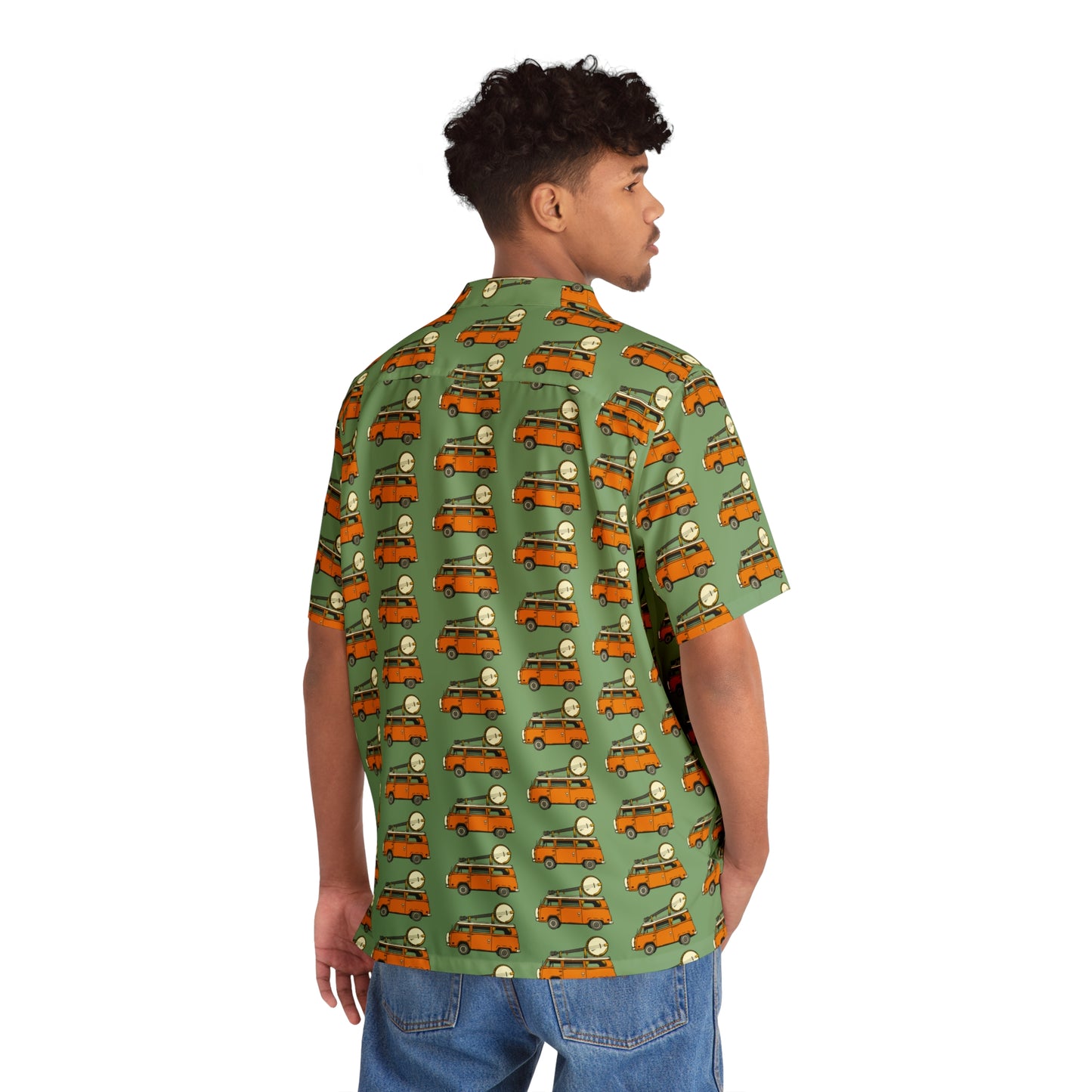 Camper Van with a Banjo on the Roof Hawaiin Shirt