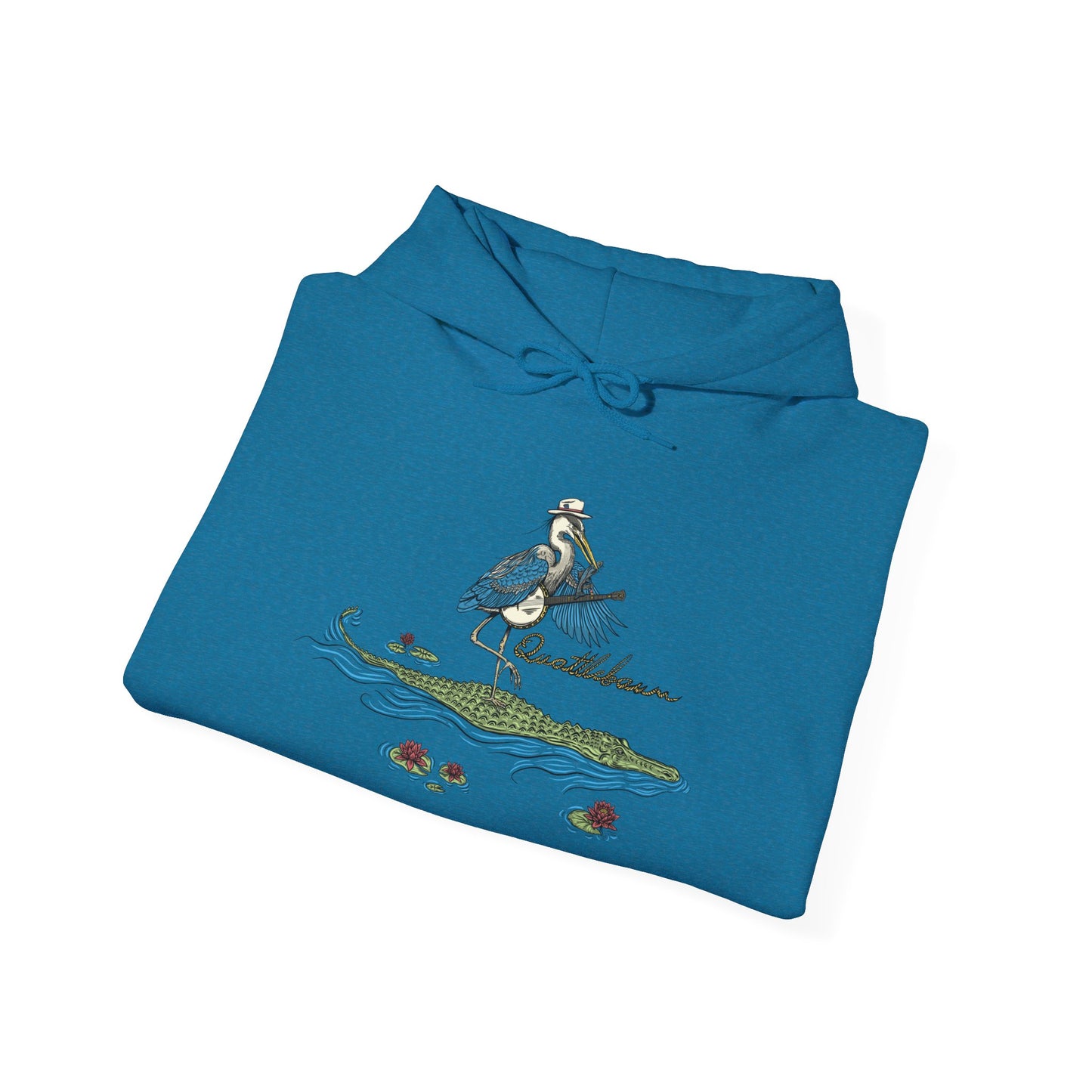 Blue Heron Playing Banjo on an Alligator ~ Quattlebaum Hoodie~