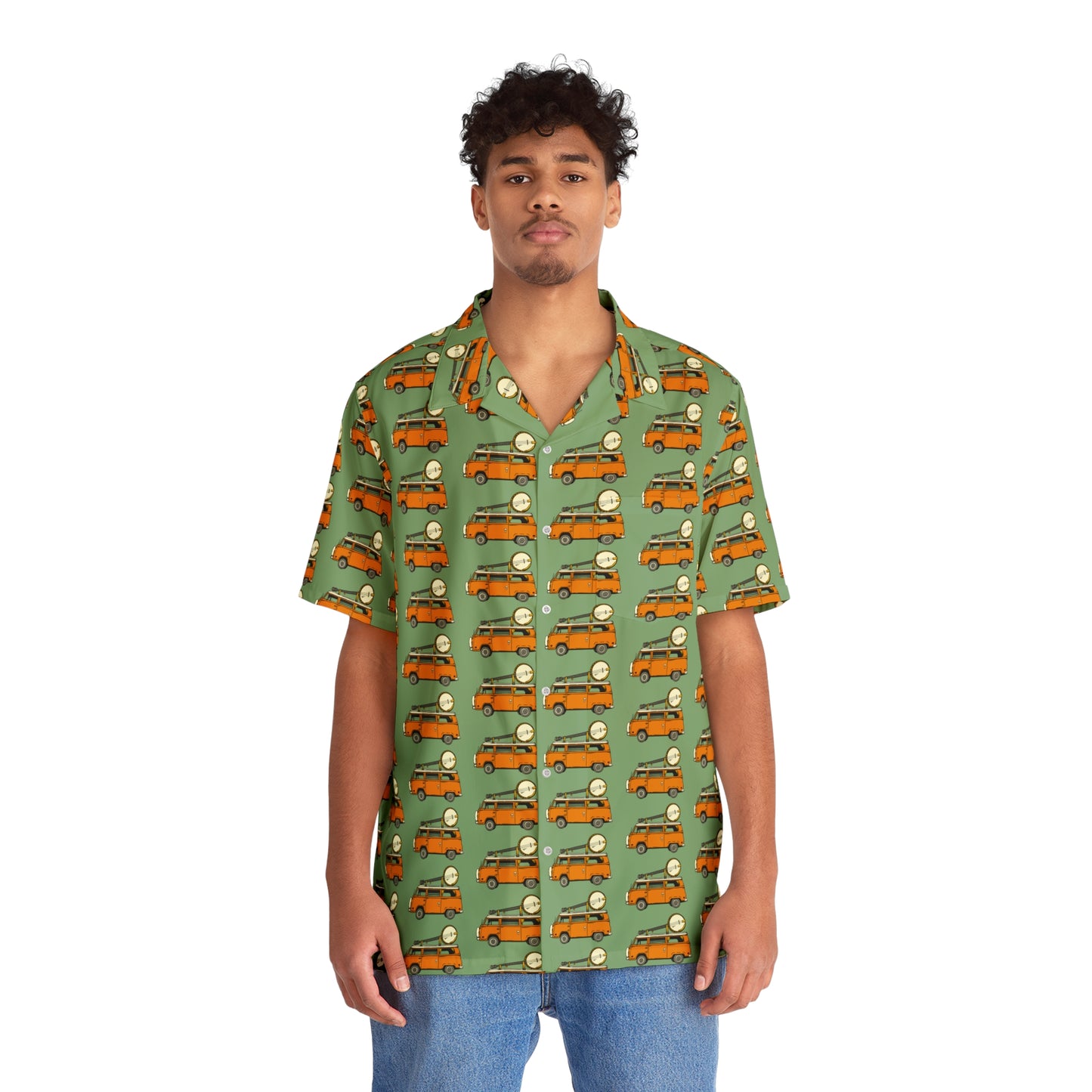 Camper Van with a Banjo on the Roof Hawaiin Shirt