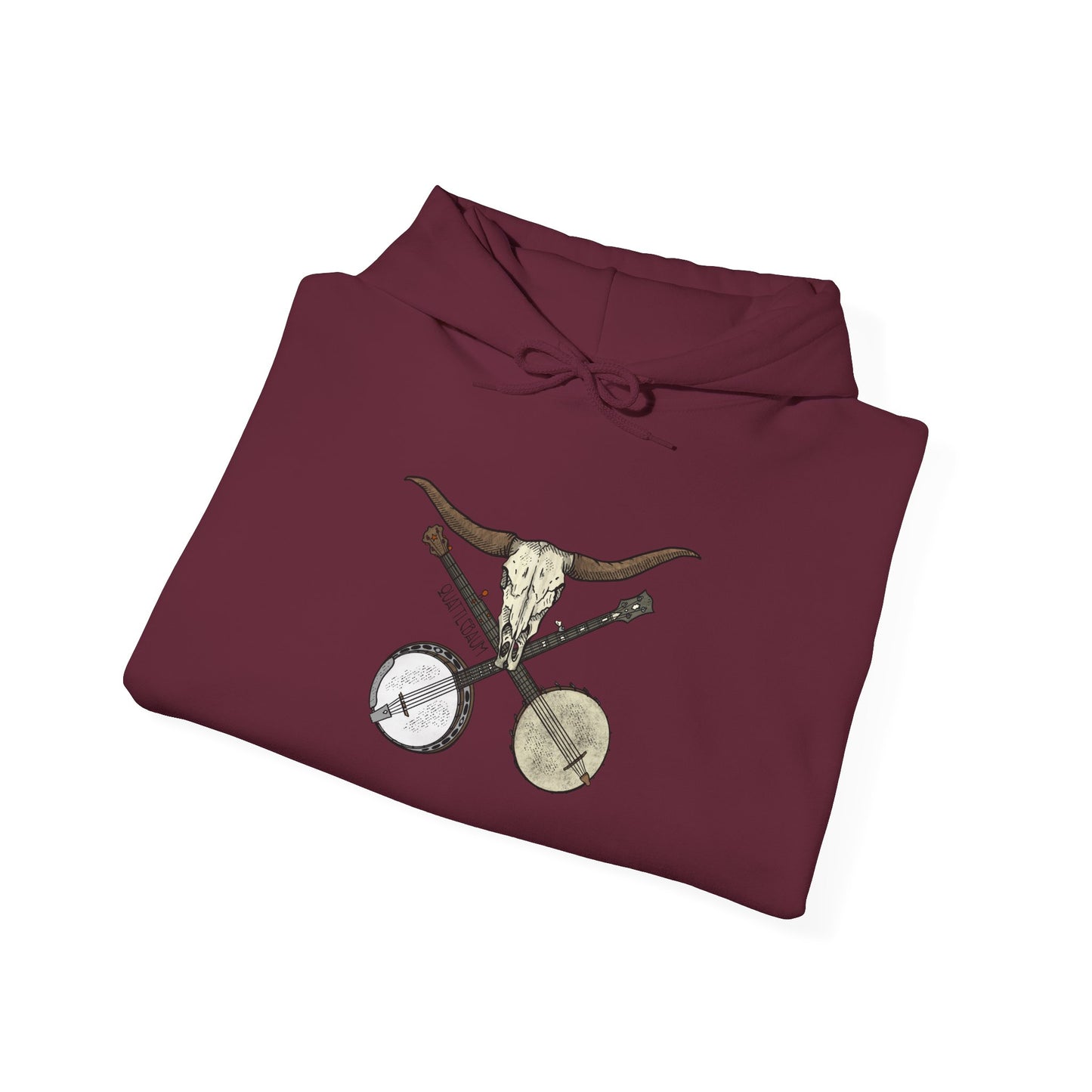 Double Banjo Cow Skull ~ Quattlebaum Hoodie~
