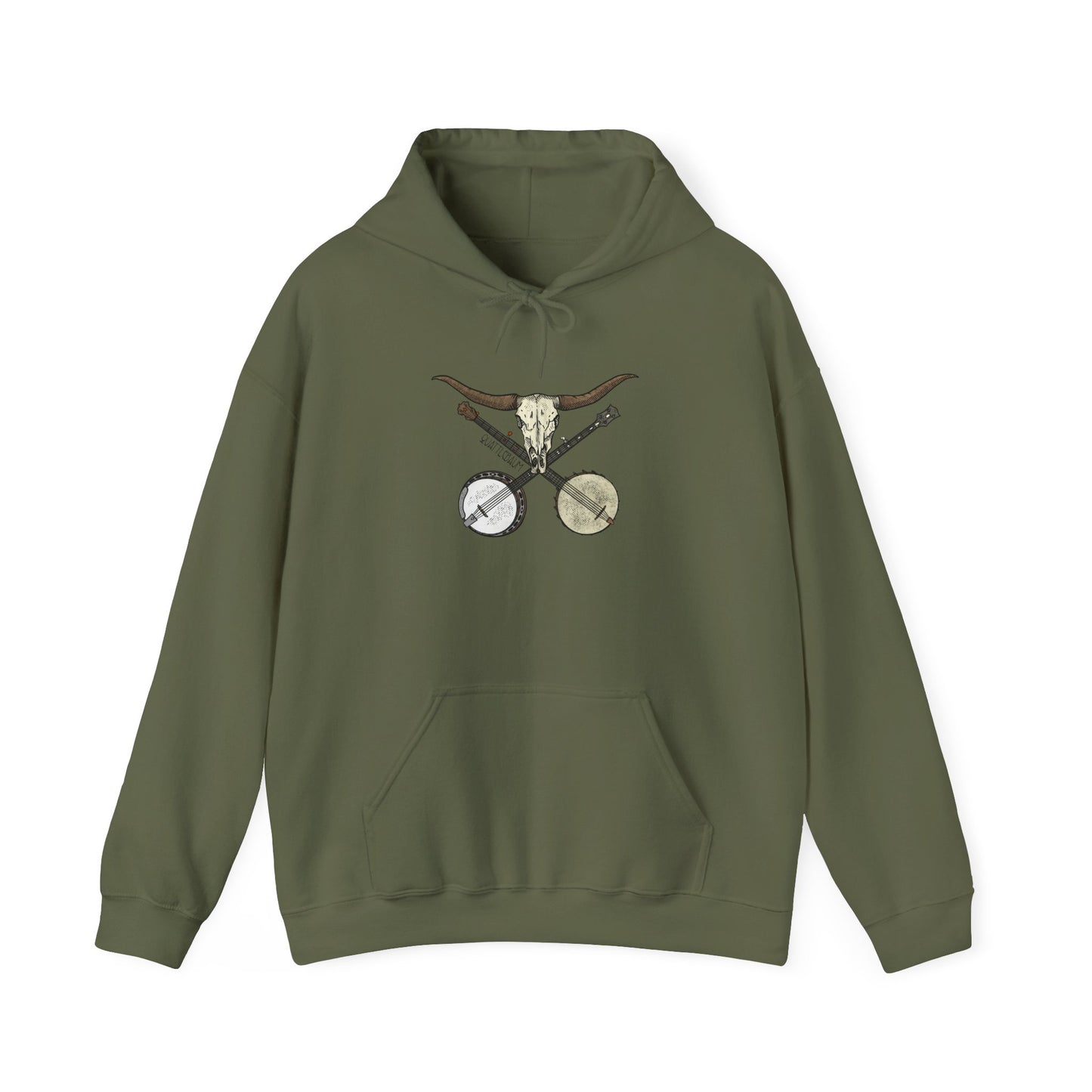 Double Banjo Cow Skull ~ Quattlebaum Hoodie~