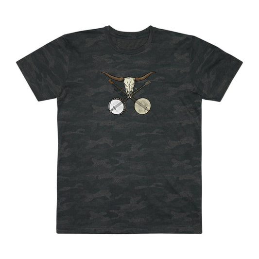 Double Banjo Cow Skull Quattlebaum Tee