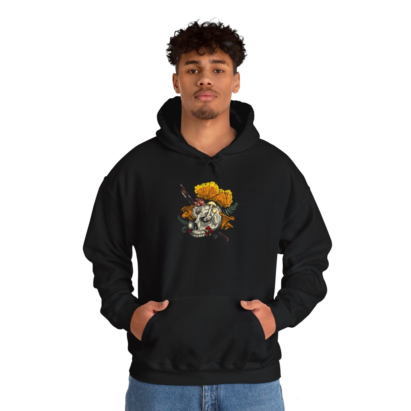 Halloween Mushroom Skull Hoodie! Skull fruiting with Chanterelles, Witches Hat, and more mushrooms!