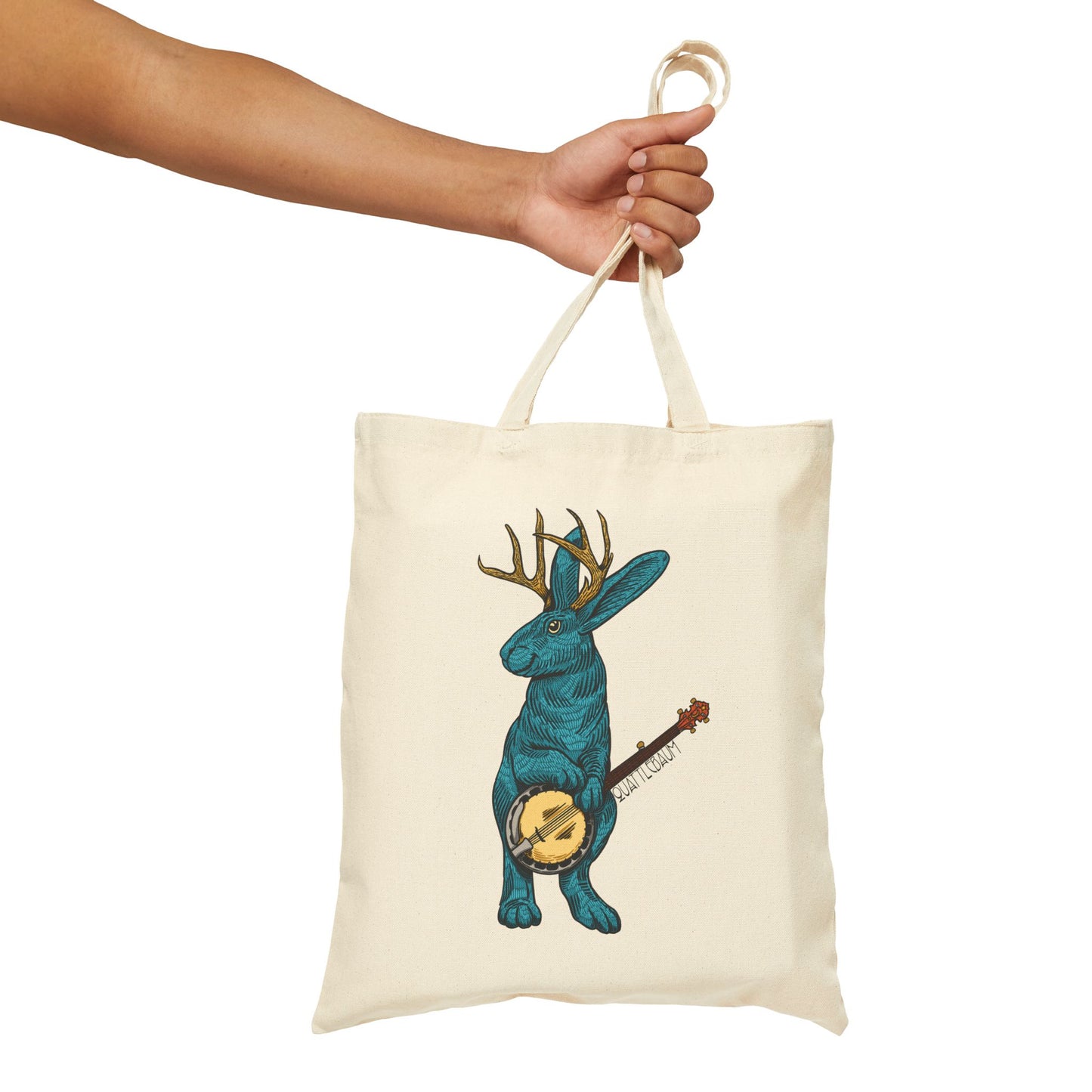 Banjo Jackalope ~ Cotton Canvas Tote Bag