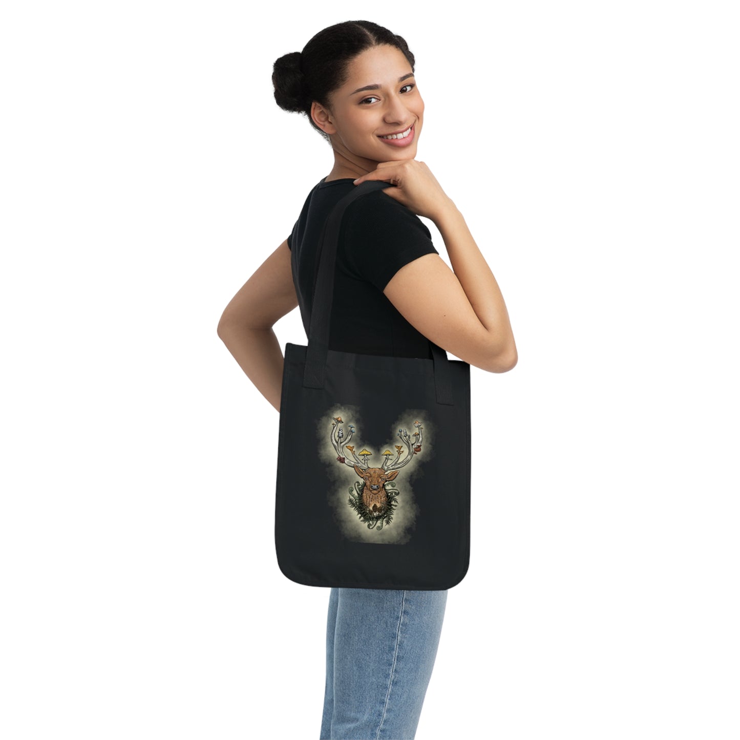 Mushroom Buck Tote Bag (Deer Antlers Growing Mushrooms!)