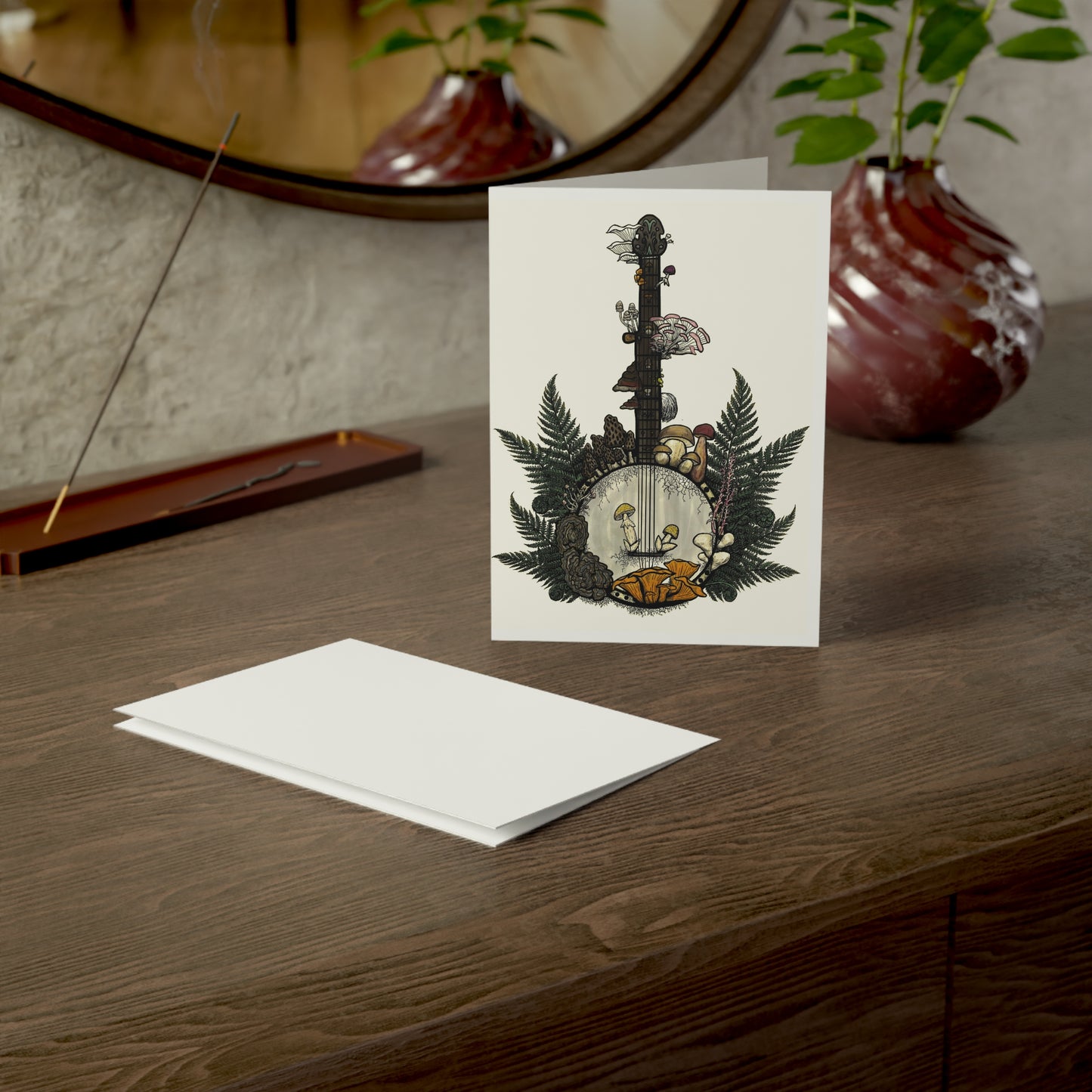 Banjo Covered in Mushrooms ~ Greeting Cards (1, 10, 30, and 50pcs)