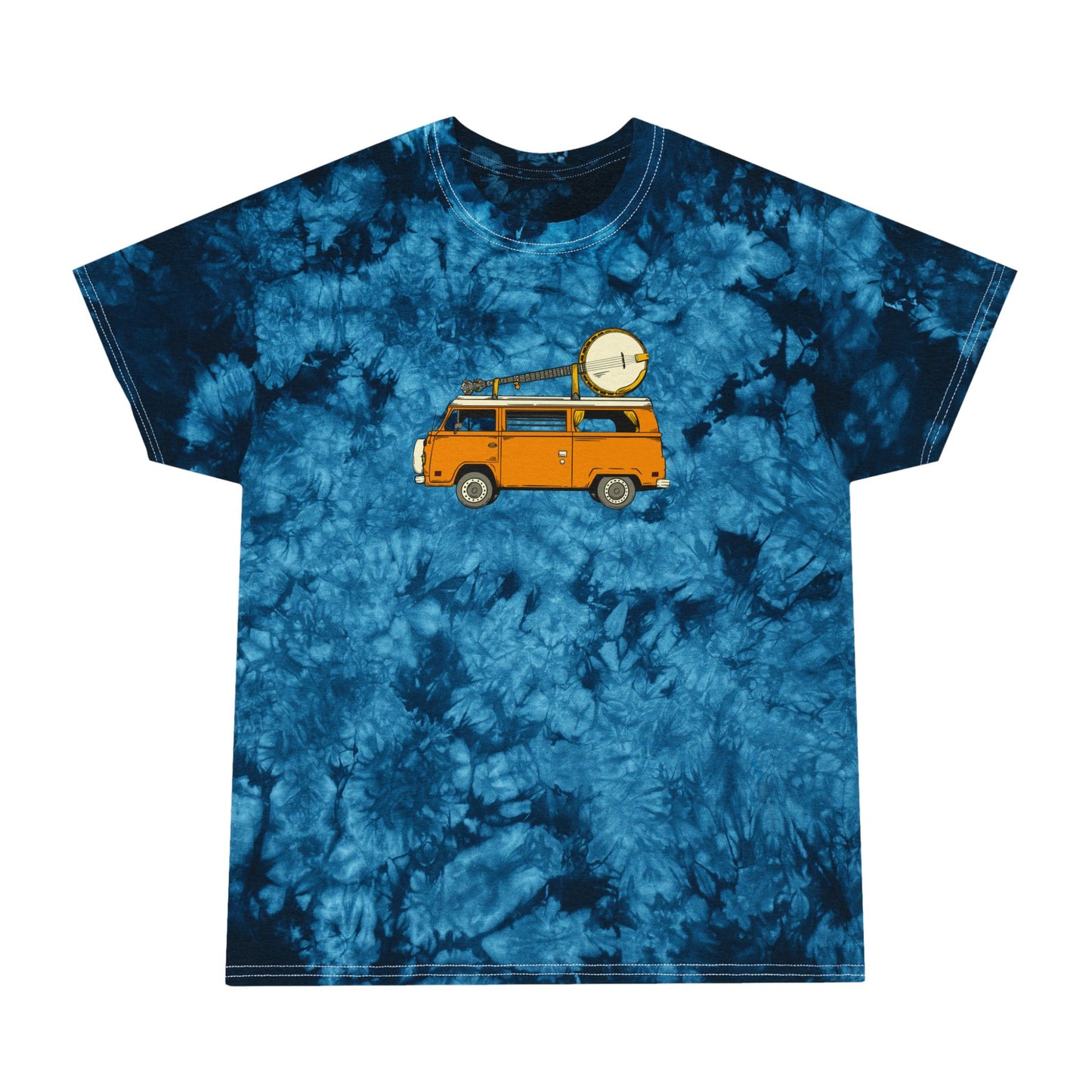 Camper Van with a Banjo Strapped on the Roof! Tie Dye Tee ~