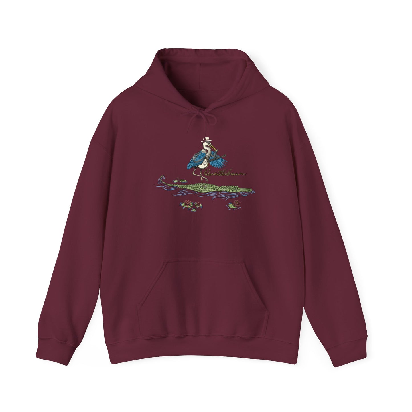 Blue Heron Playing Banjo on an Alligator ~ Quattlebaum Hoodie~