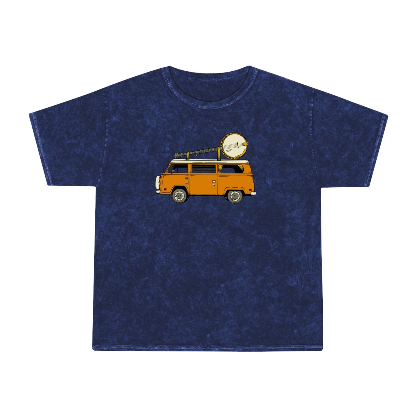 Camper Van with a Banjo on the Roof! Mineral Wash T-Shirt