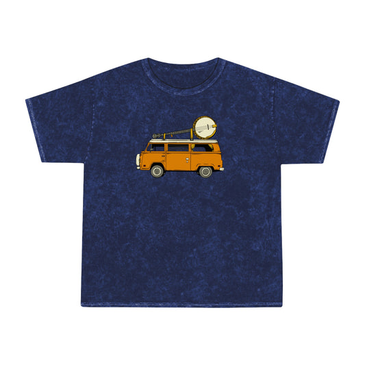 Camper Van with a Banjo on the Roof! Mineral Wash T-Shirt