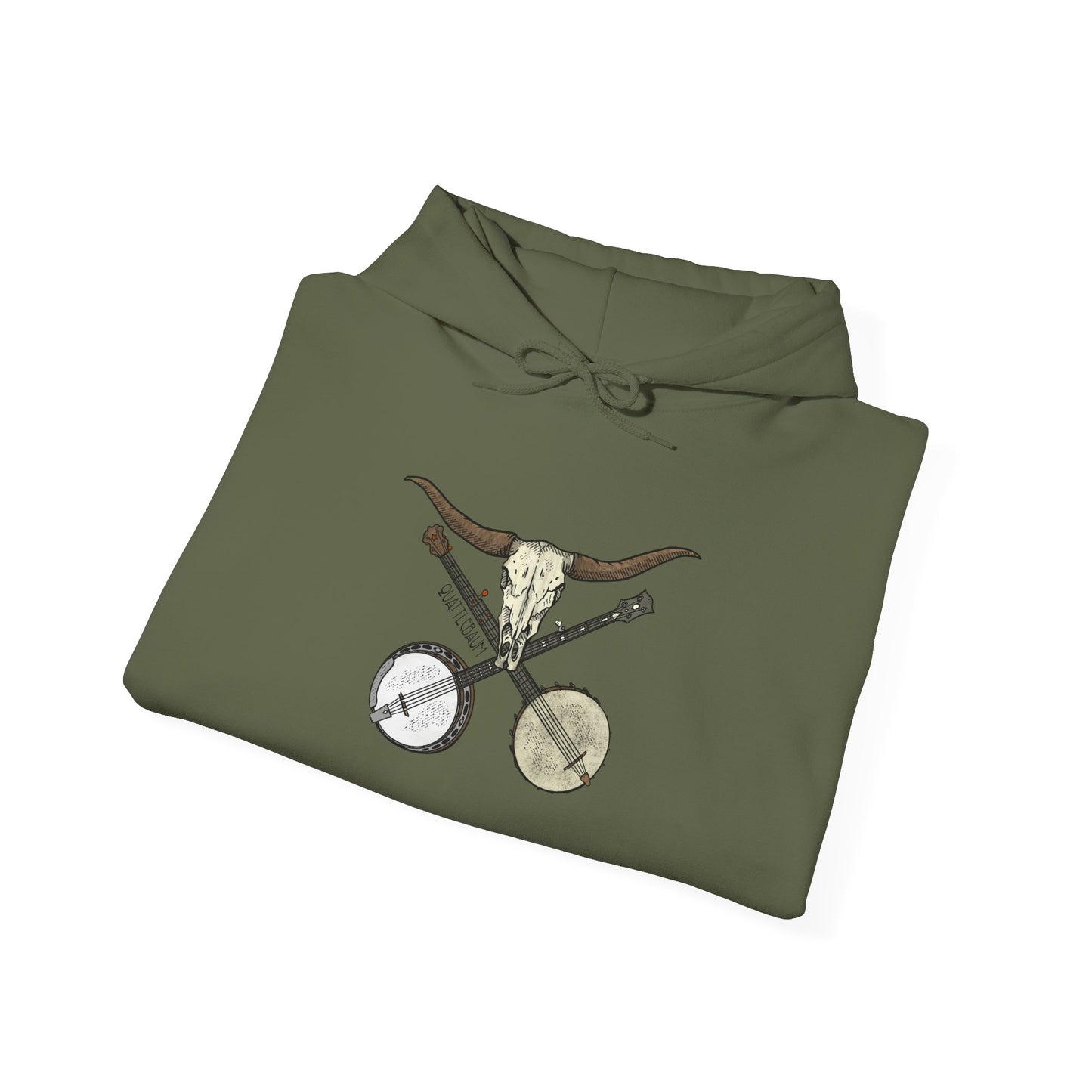 Double Banjo Cow Skull ~ Quattlebaum Hoodie~