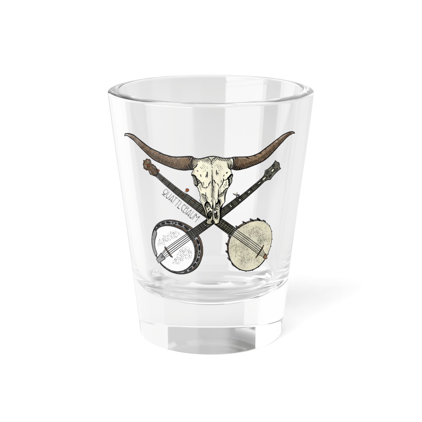 Bull Skull with 2 Banjos! Shot Glass! Hell Yeah.