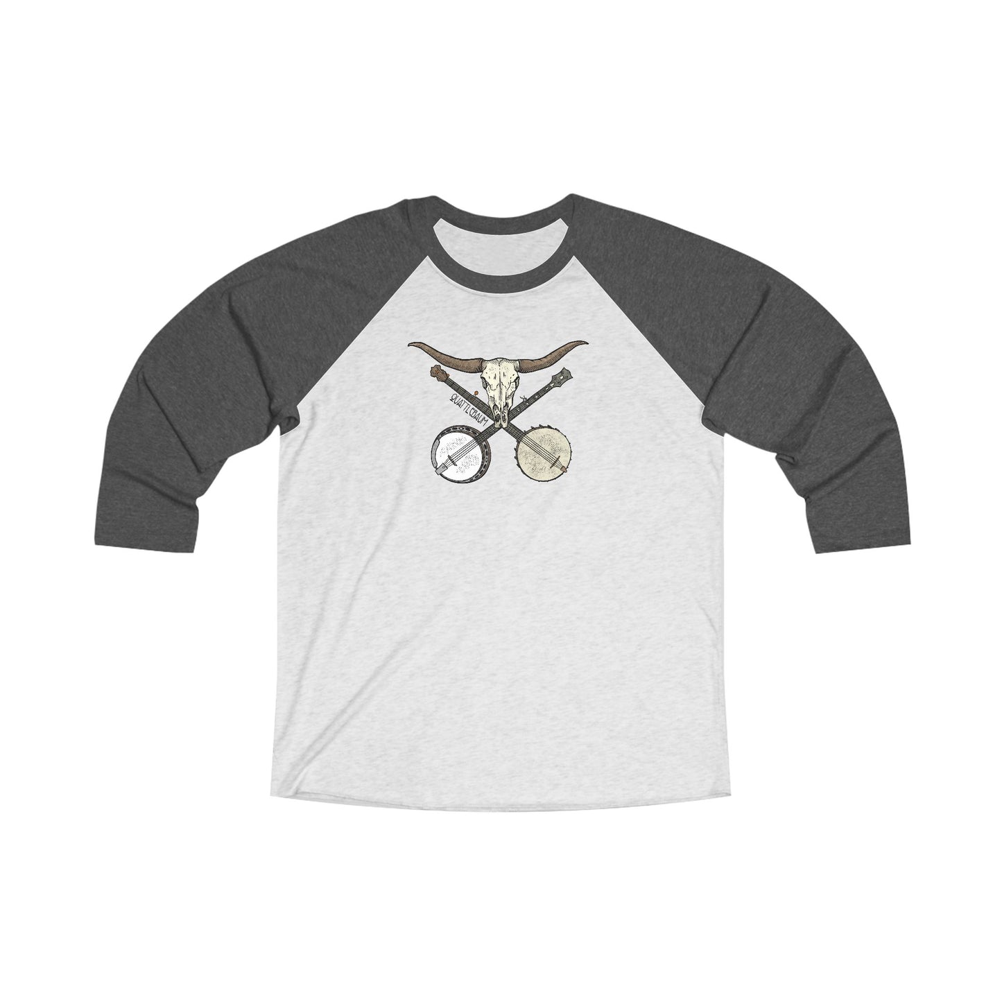Double Banjo Cow Skull Quattlebaum 3\4 Raglan Tee
