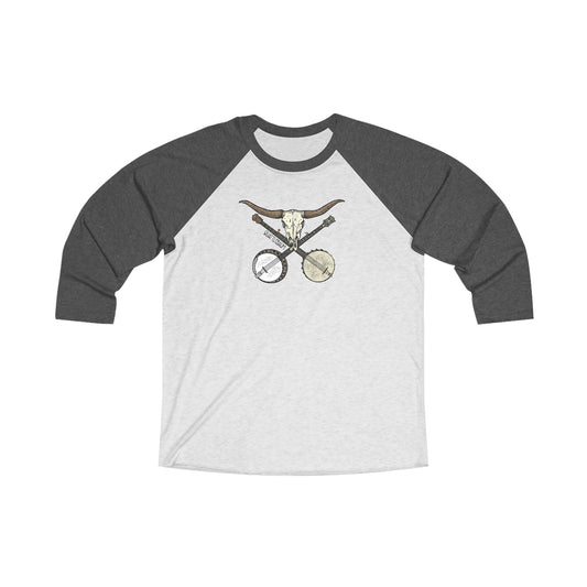 Double Banjo Cow Skull Quattlebaum 3\4 Raglan Tee