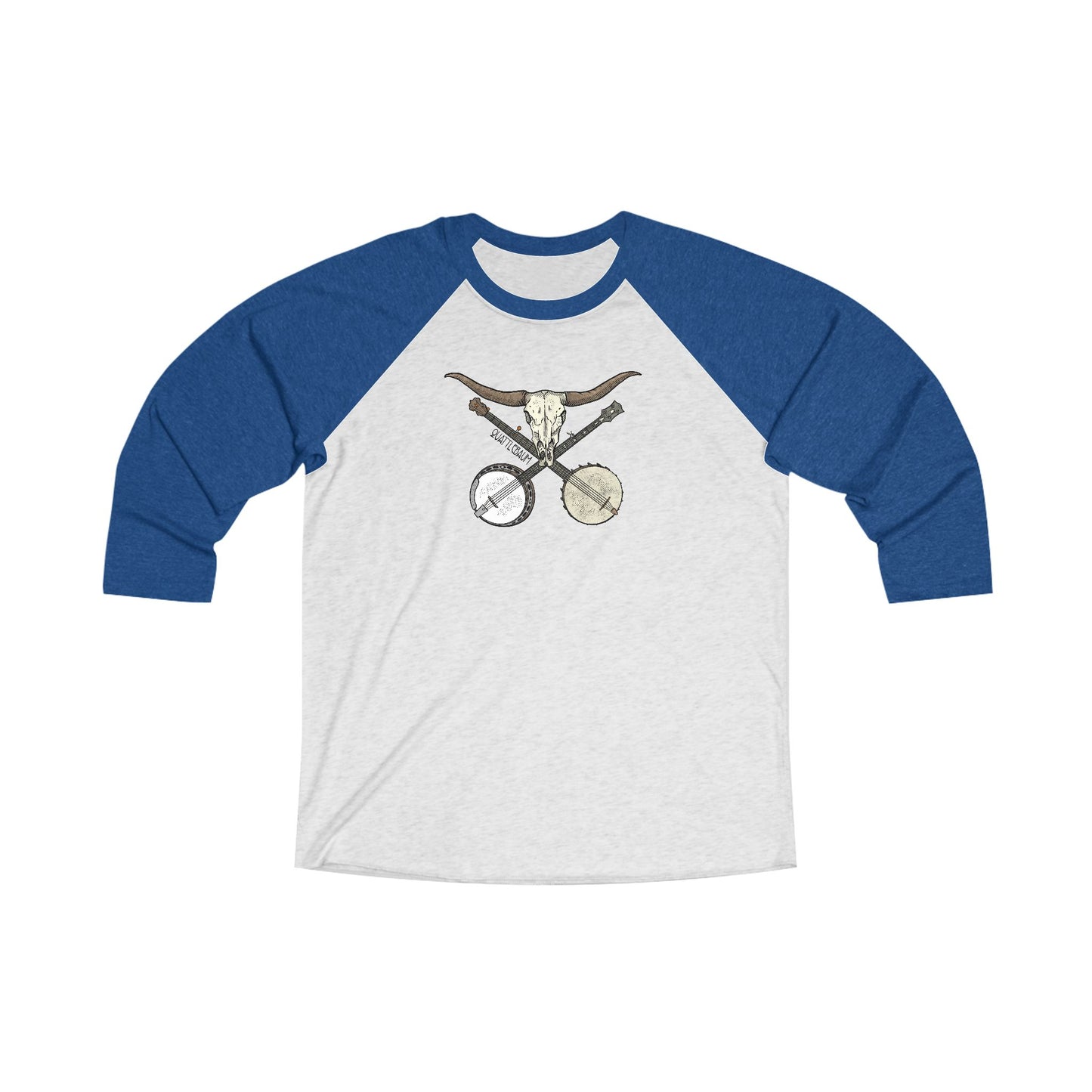 Double Banjo Cow Skull Quattlebaum 3\4 Raglan Tee