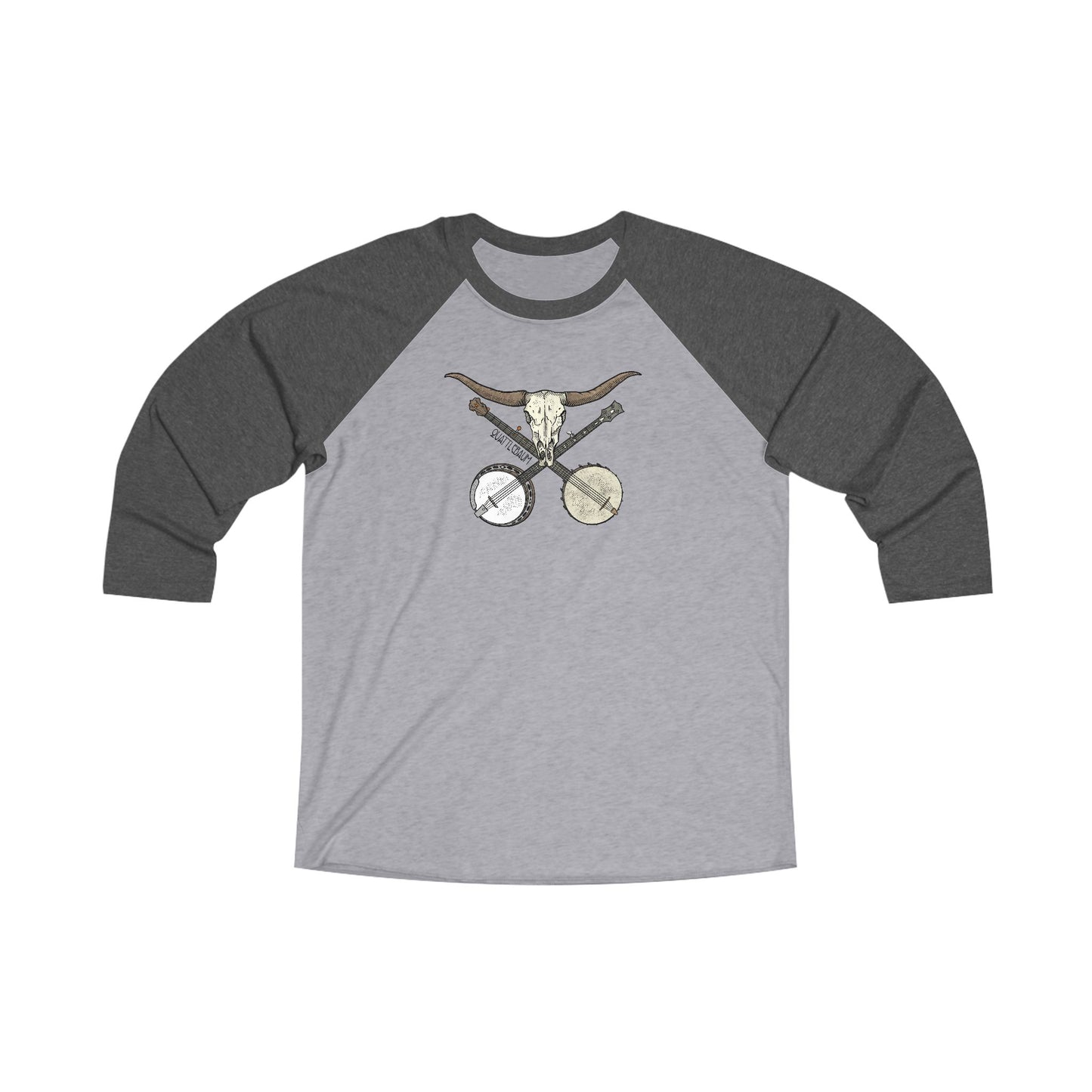 Double Banjo Cow Skull Quattlebaum 3\4 Raglan Tee