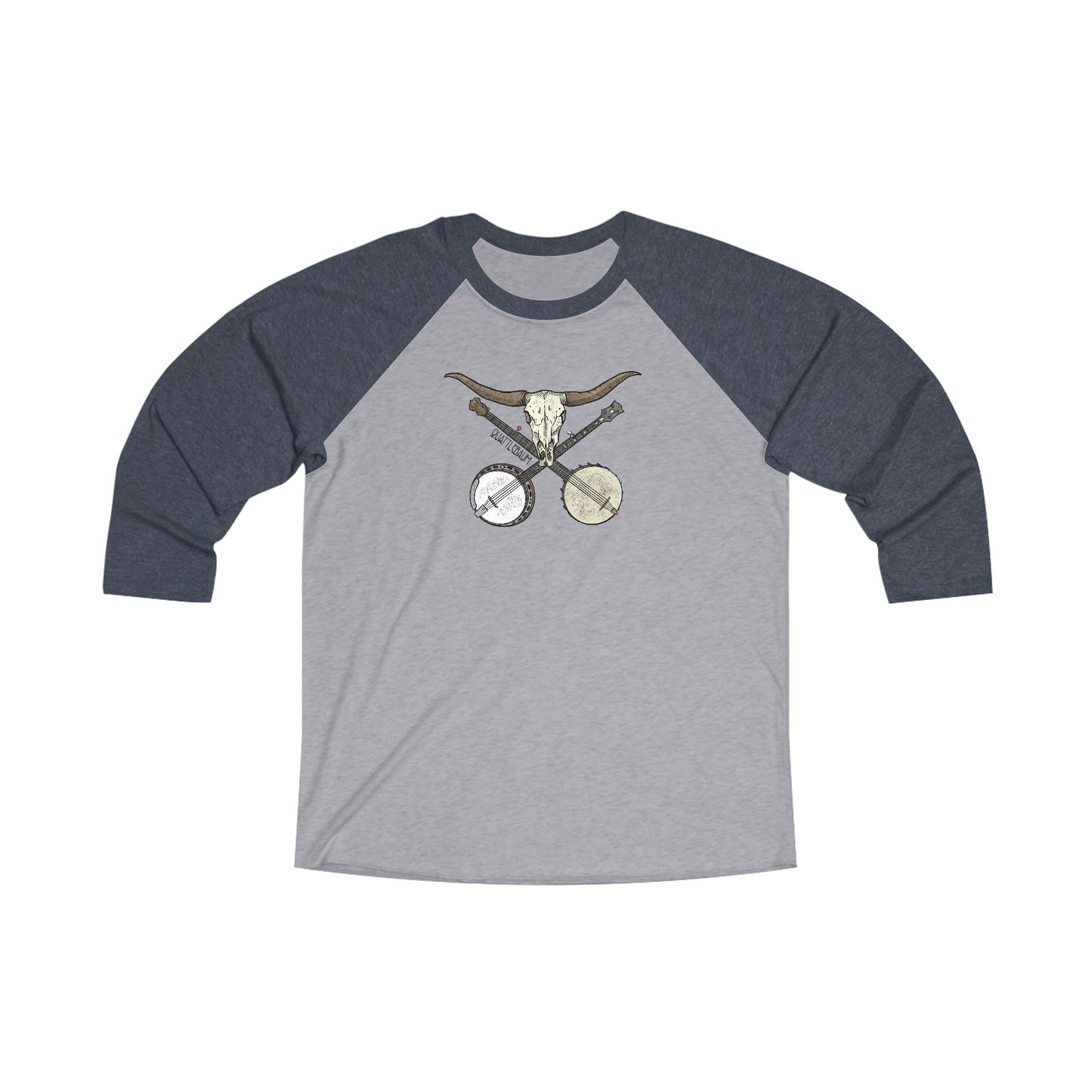 Double Banjo Cow Skull Quattlebaum 3\4 Raglan Tee