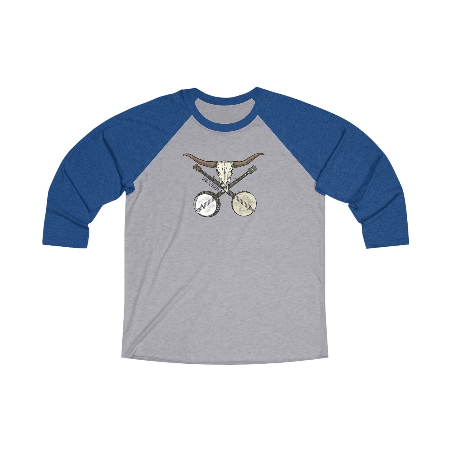 Double Banjo Cow Skull Quattlebaum 3\4 Raglan Tee