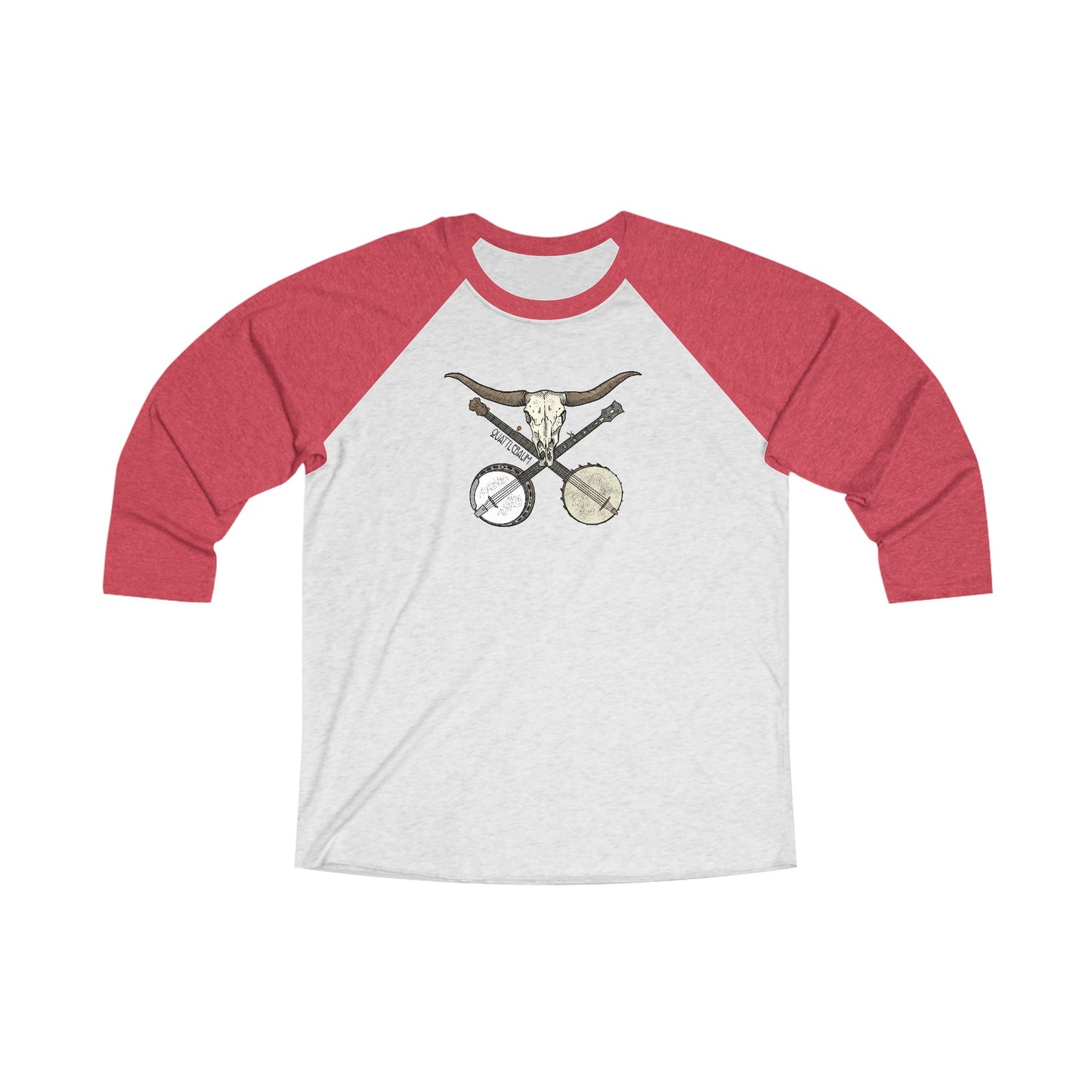 Double Banjo Cow Skull Quattlebaum 3\4 Raglan Tee