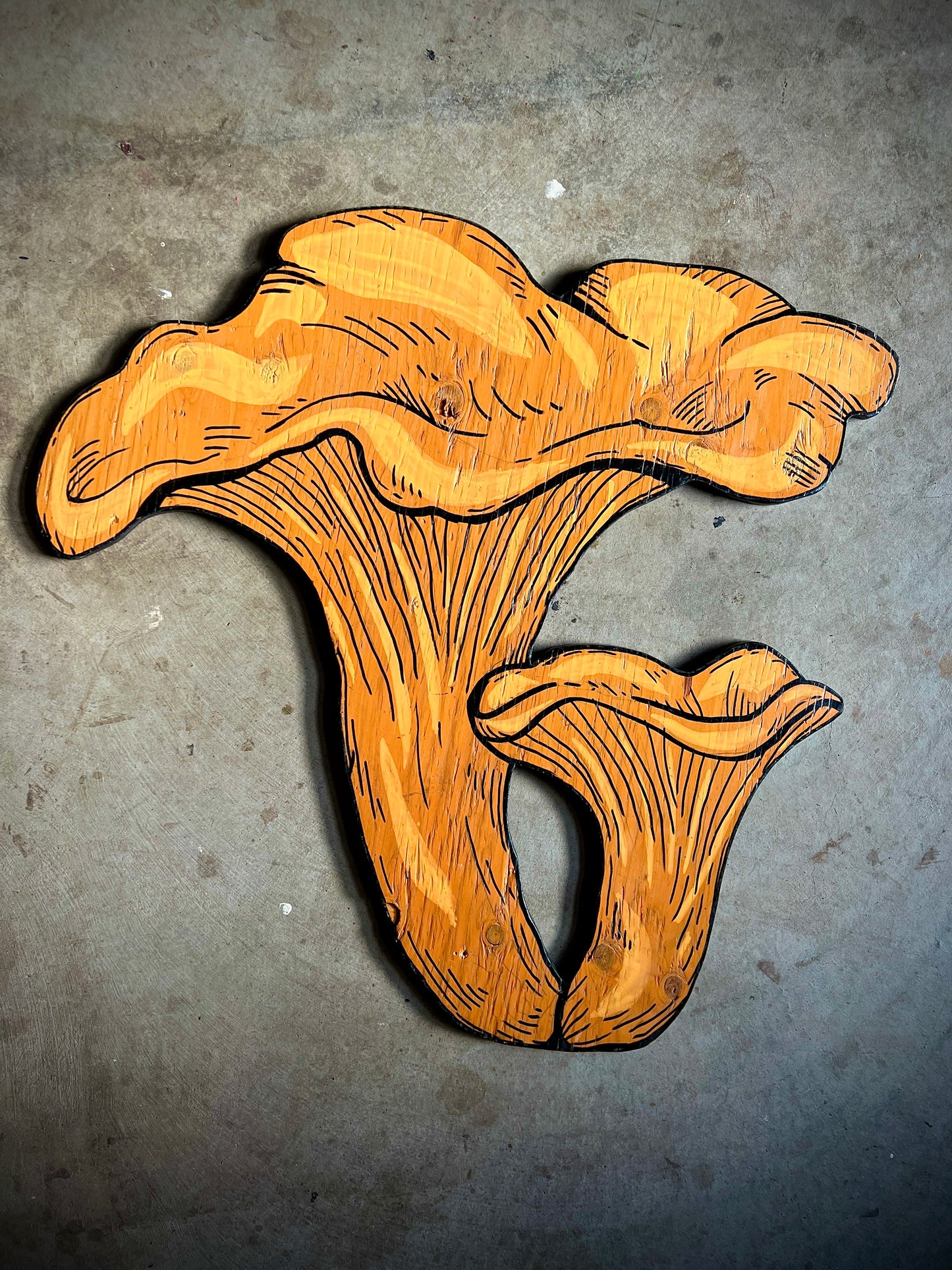 Double Chanterelle Mushroom ~ Plywood Art