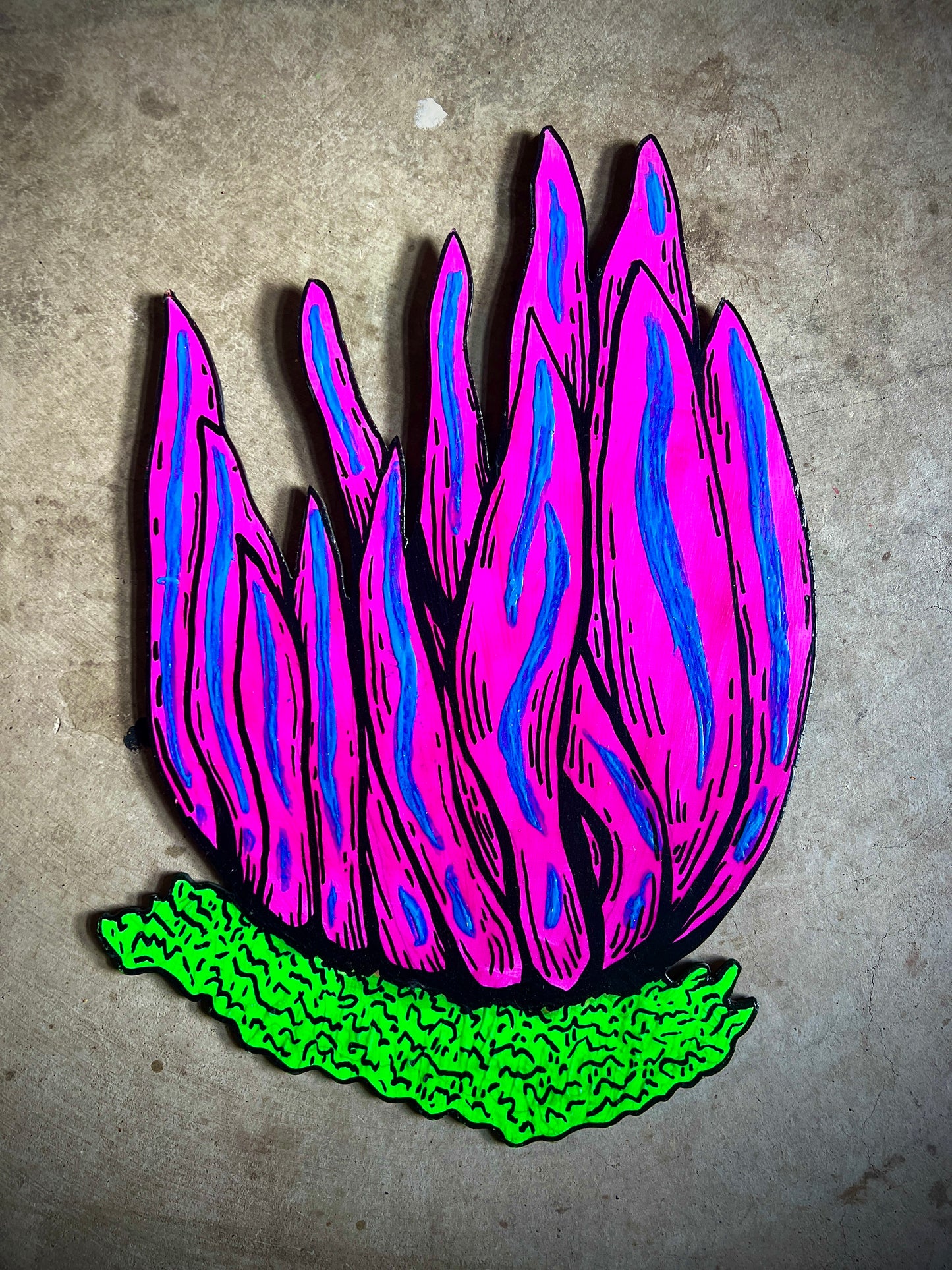 Purple Coral Mushroom ~ UV/Blacklight Plywood Art (Alloclavaria Purpurea)