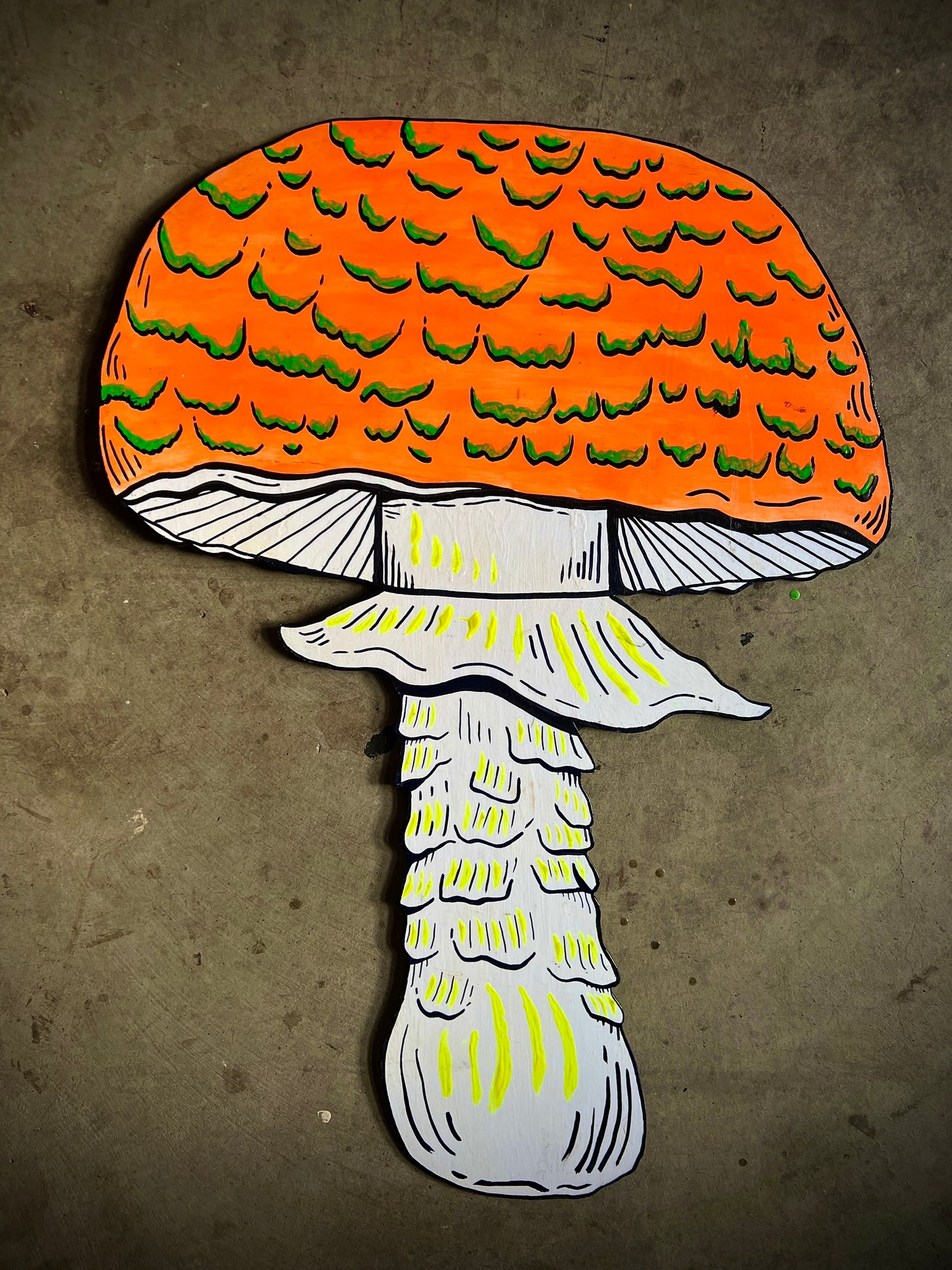 Agaricus Augustus Mushroom ~ UV/Blacklight Plywood Art