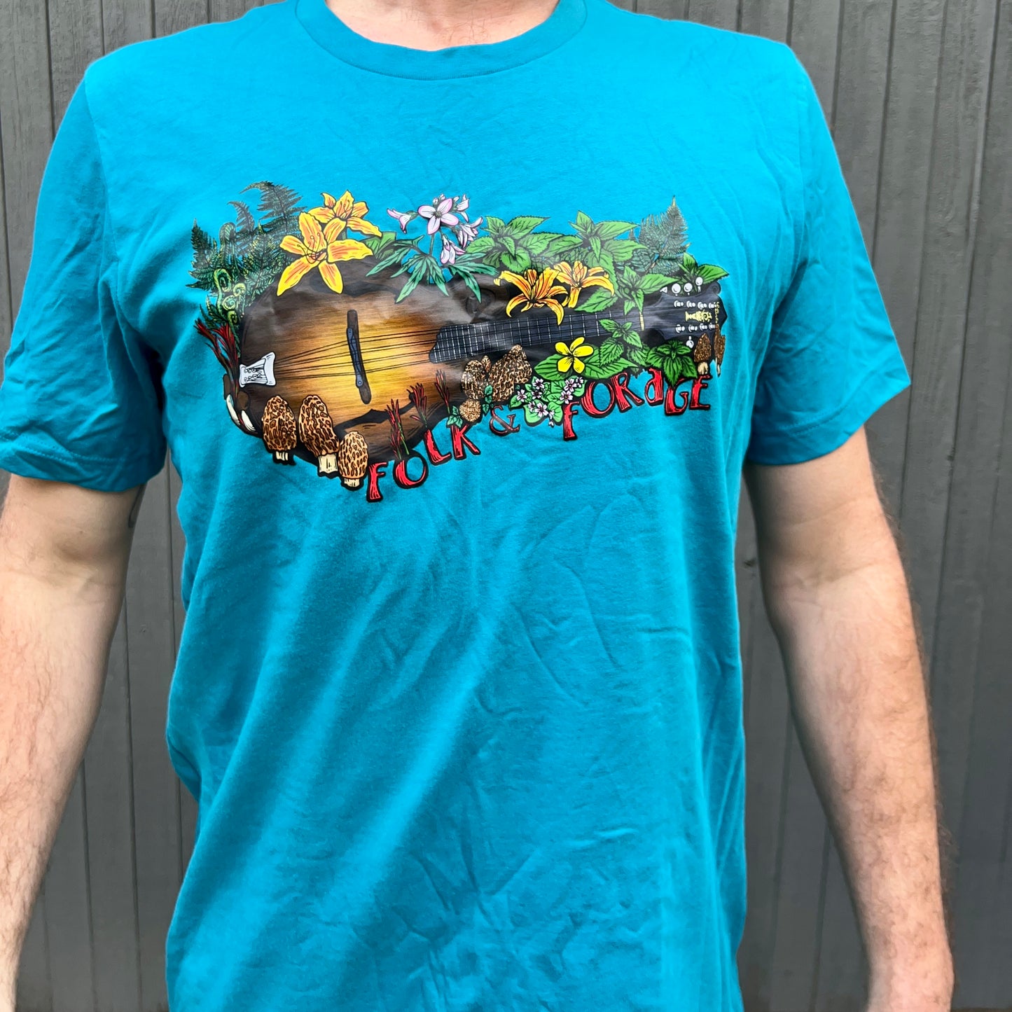 Folk & Forage ~ Mandolin Growing Mushrooms and Foliage! Tee Shirt