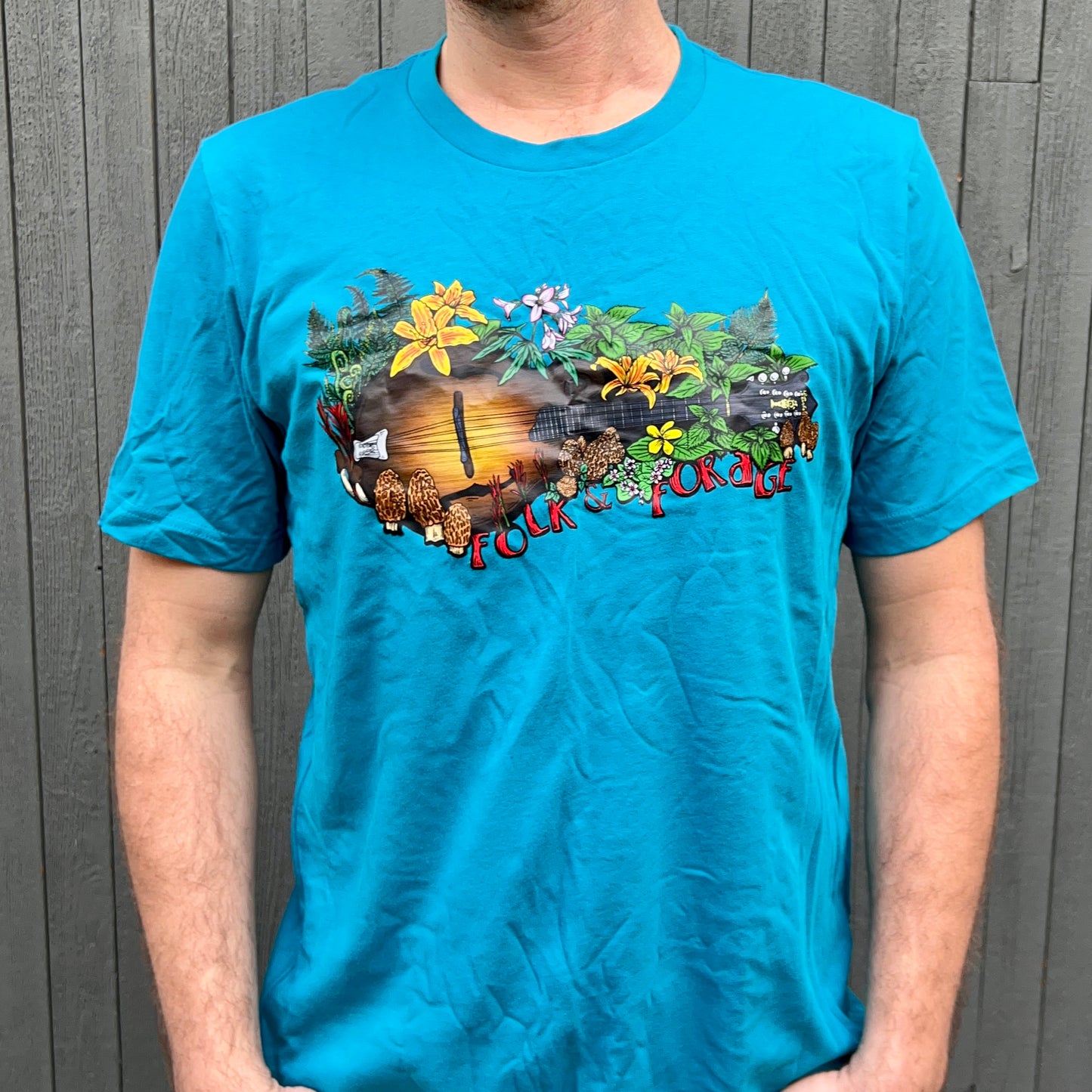 Folk & Forage ~ Mandolin Growing Mushrooms and Foliage! Tee Shirt